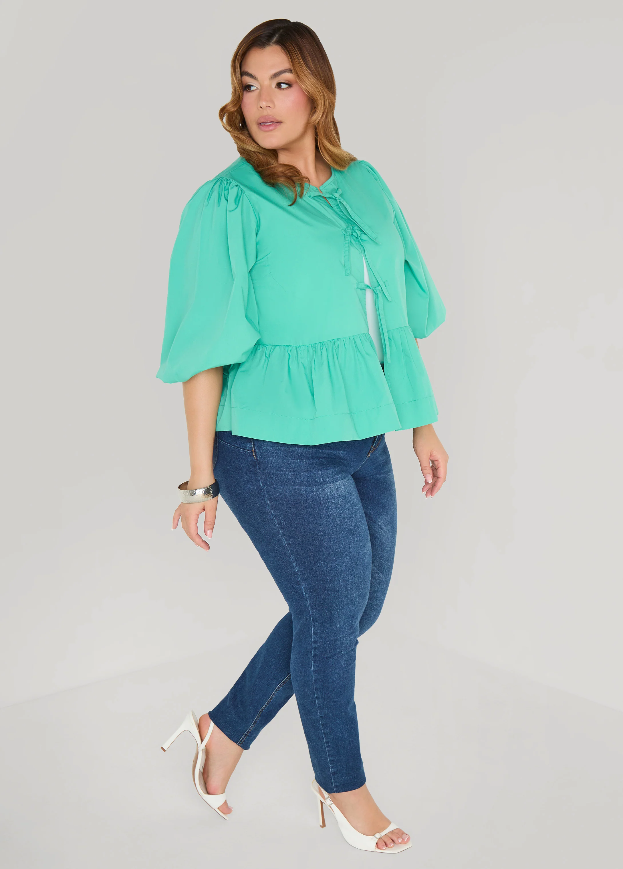 Tie Front Peplum Top - Image 3