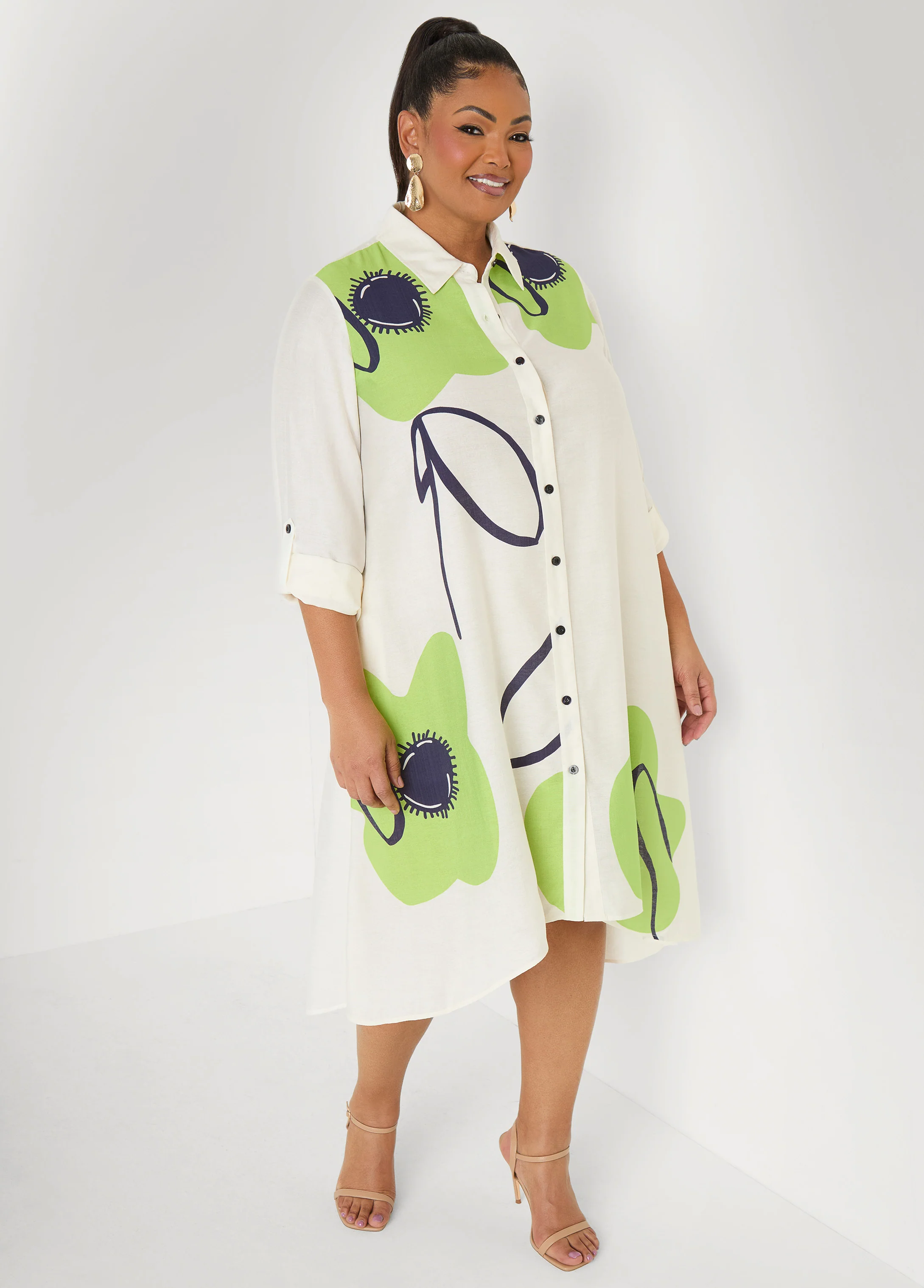 Floral Print Hi Low Shirtdress - Image 3