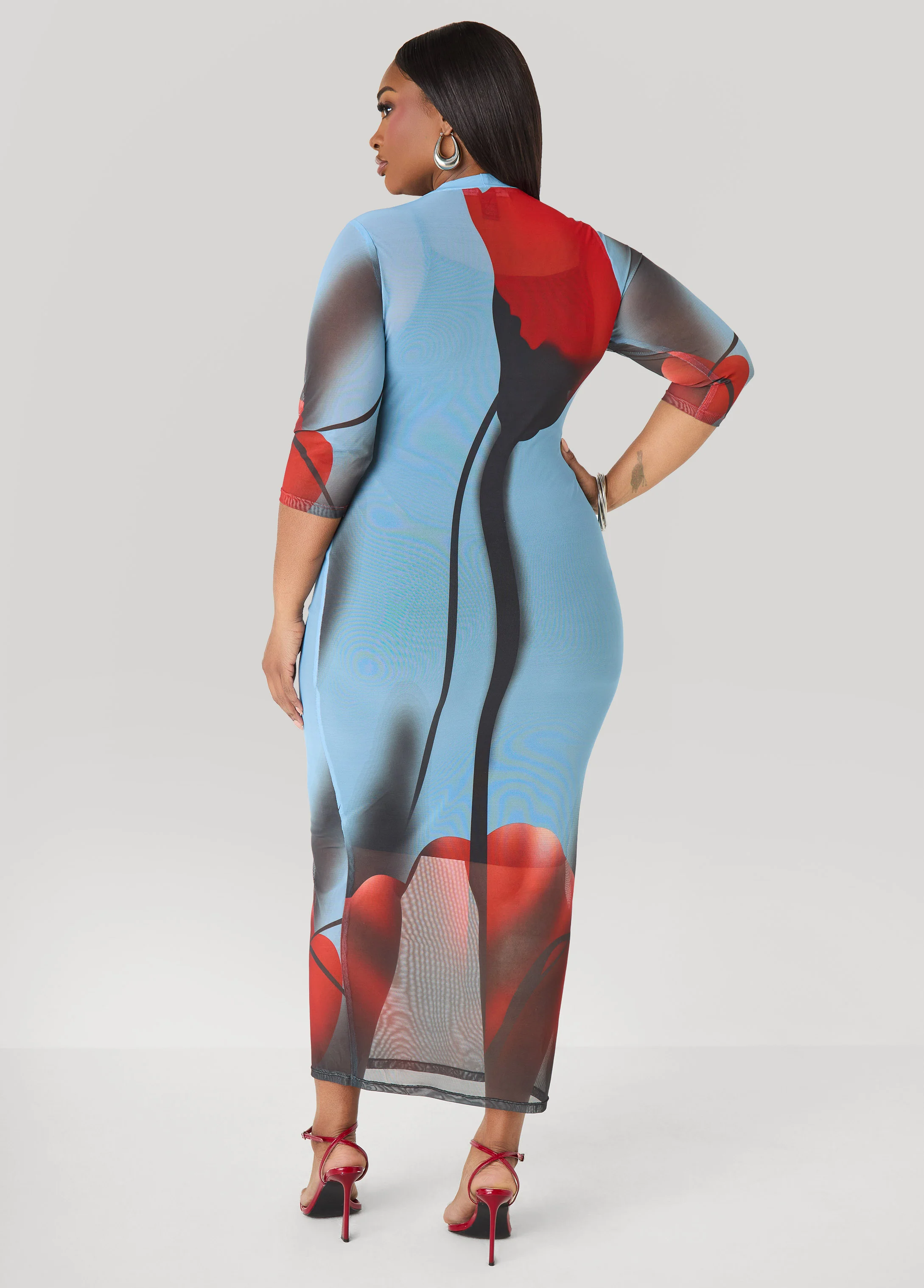 Floral Print Mesh Midaxi Dress - Image 2