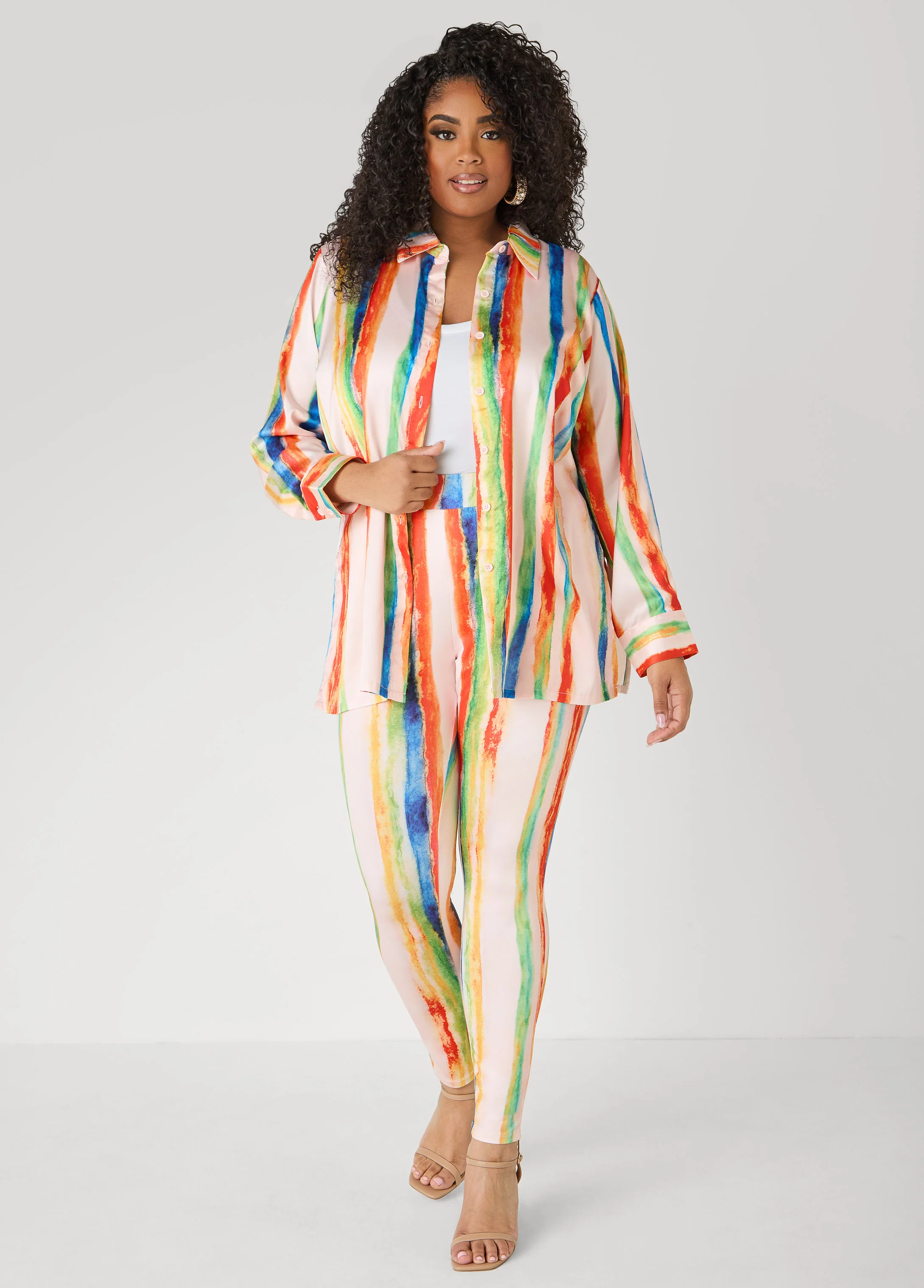 Brushstroke Striped Satin Shirt - Image 4