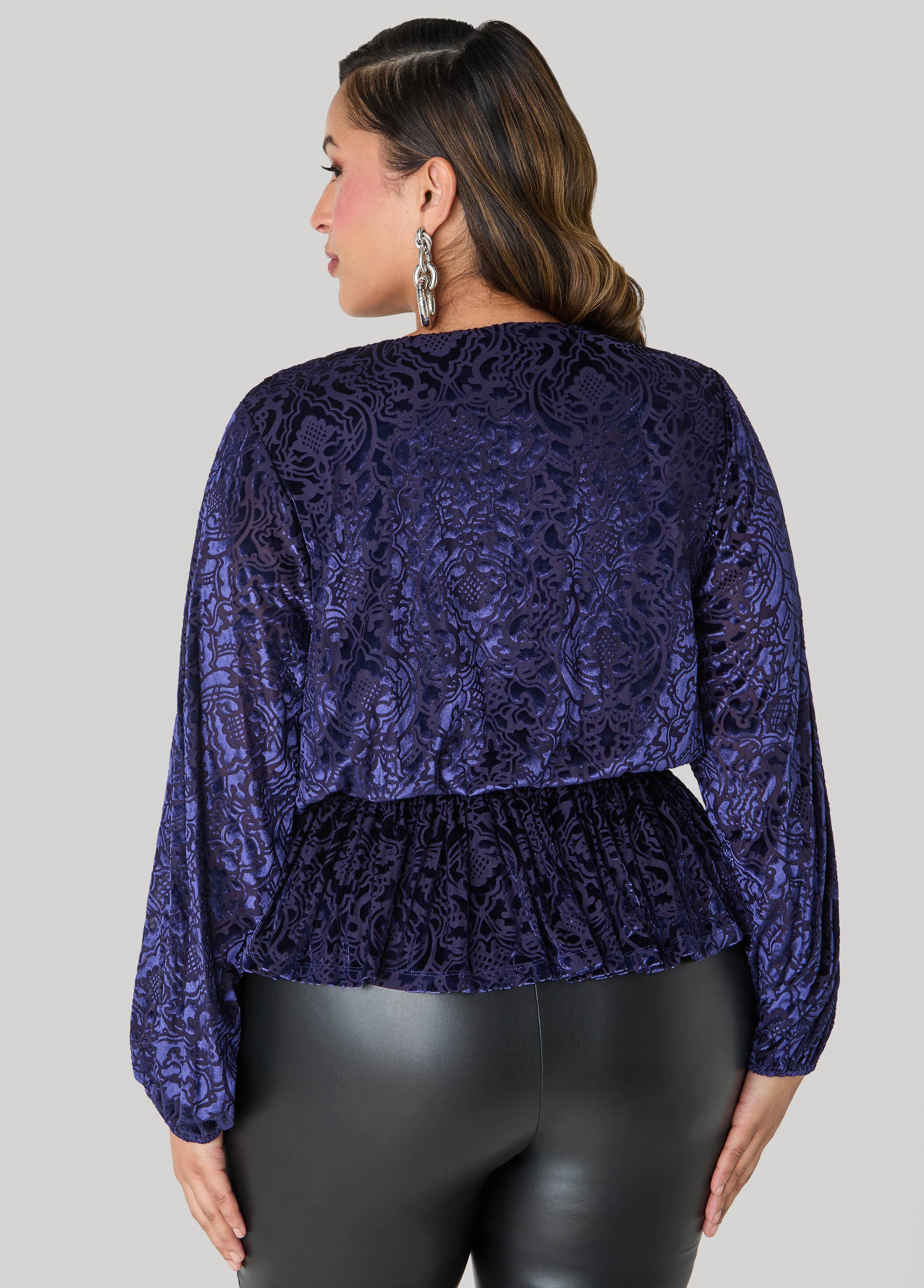 Burnout Velvet Faux Wrap Top - Image 2