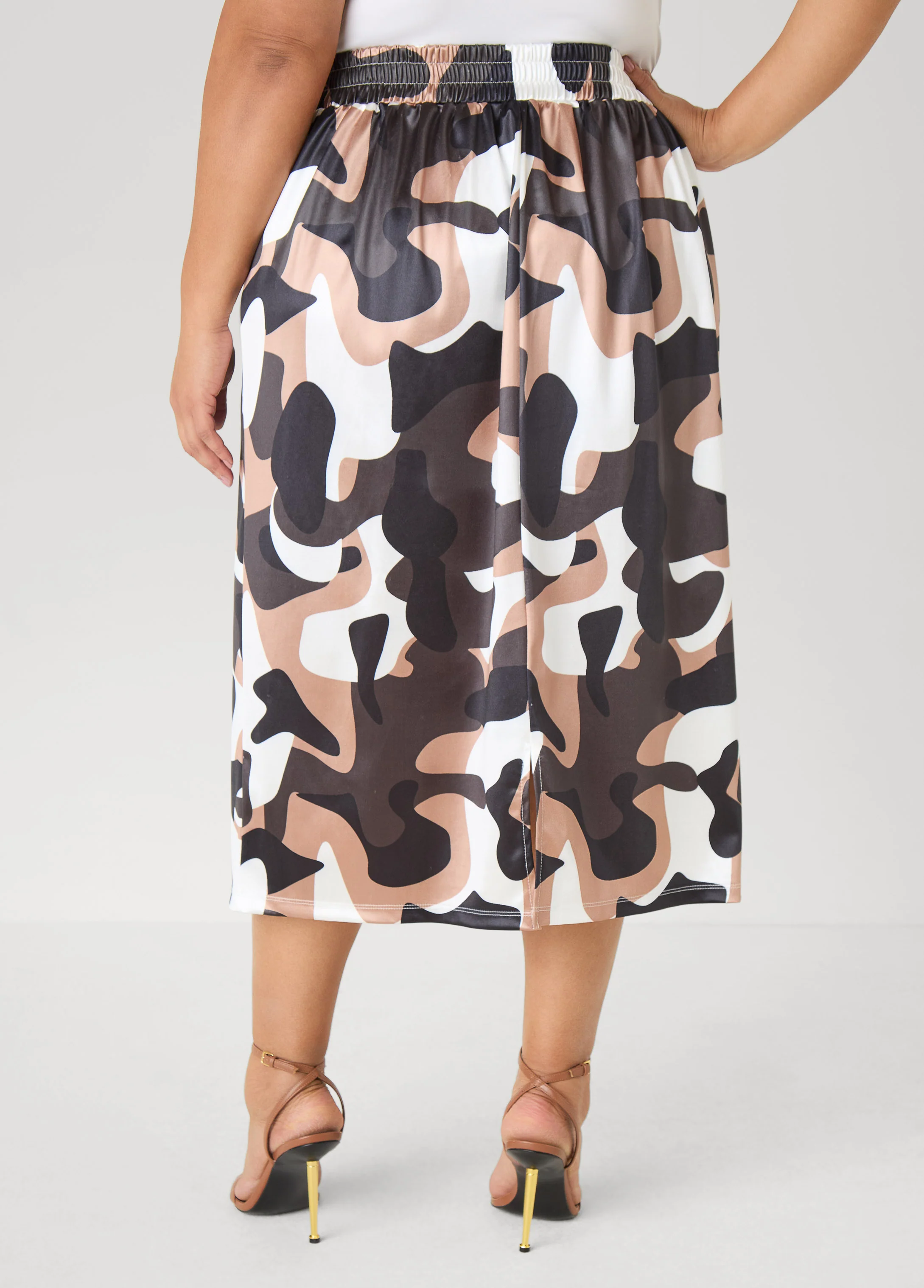 Camo Print Satin Cargo Skirt - Image 2