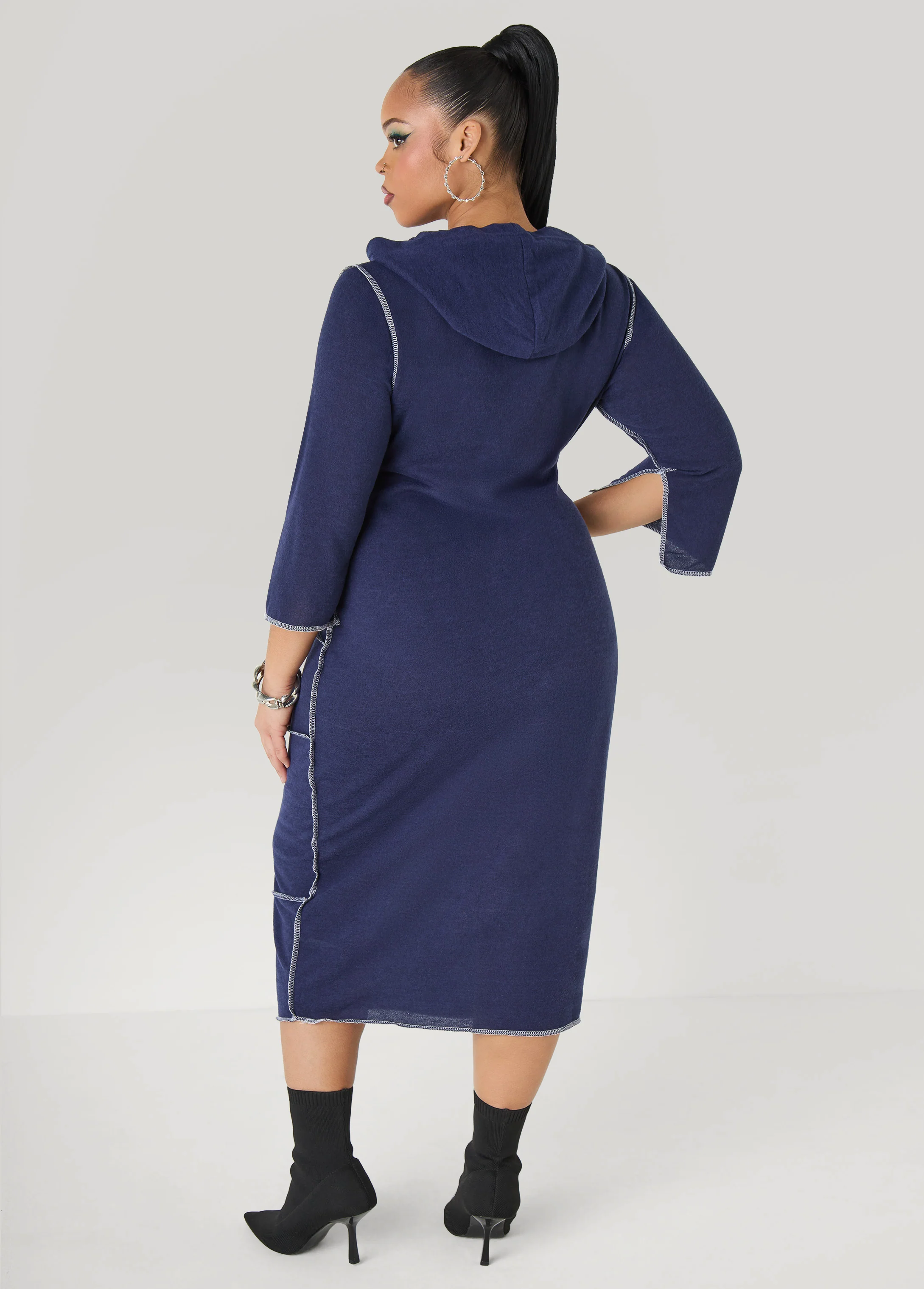 Seam Detailed Hooded Midaxi Dress - Image 2