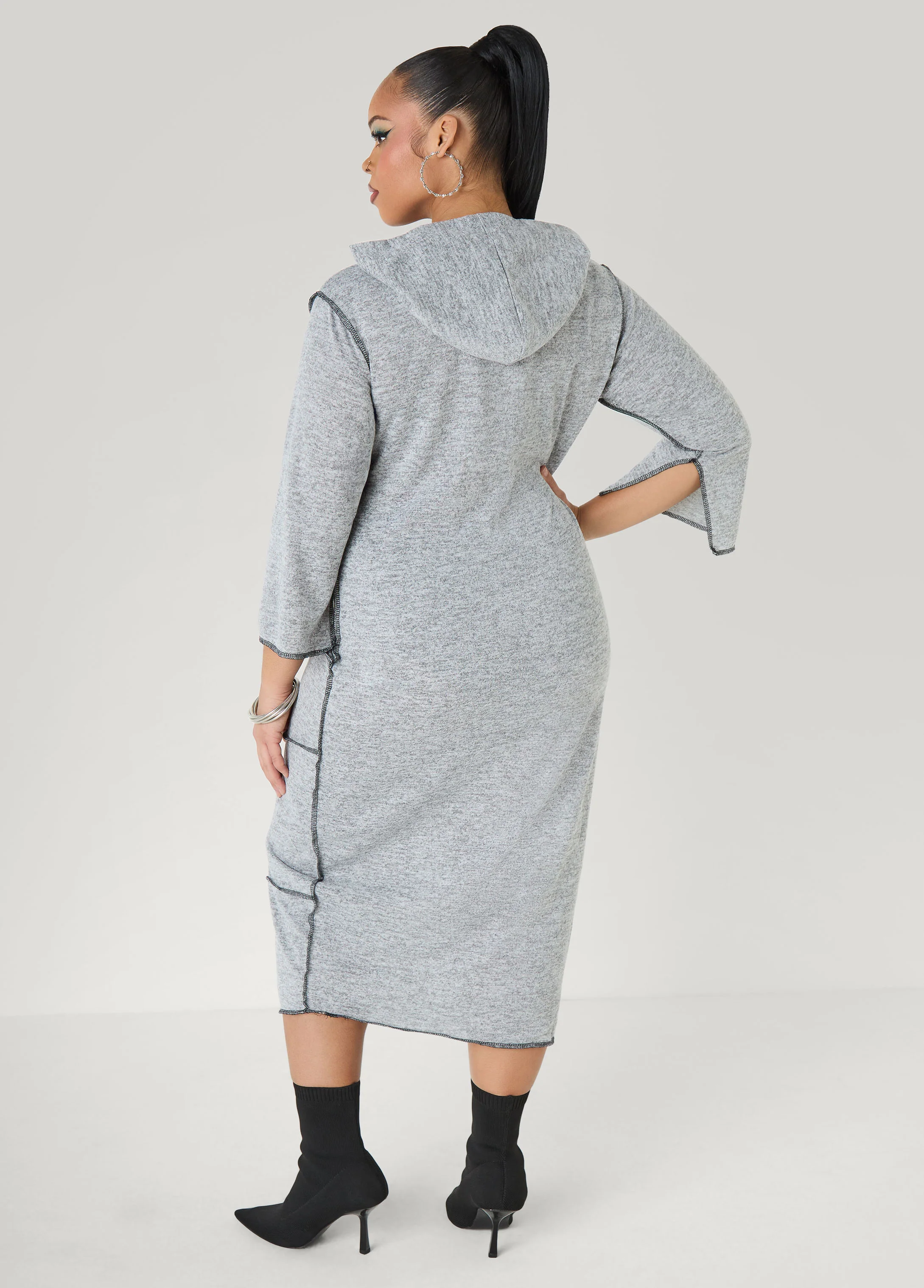 Seam Detailed Hooded Midaxi Dress - Image 4
