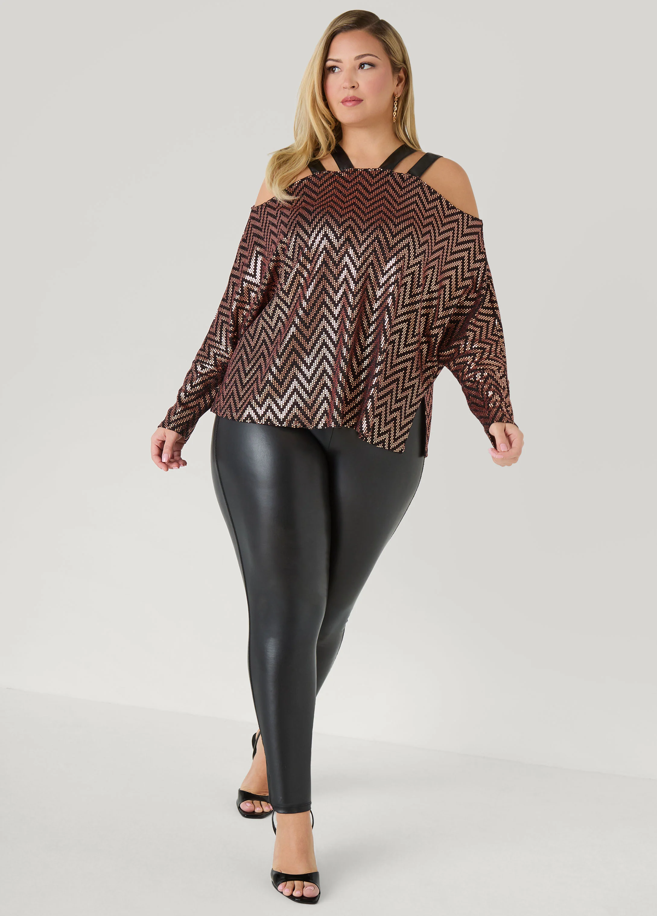 Cold Shoulder Metallic Top - Image 3