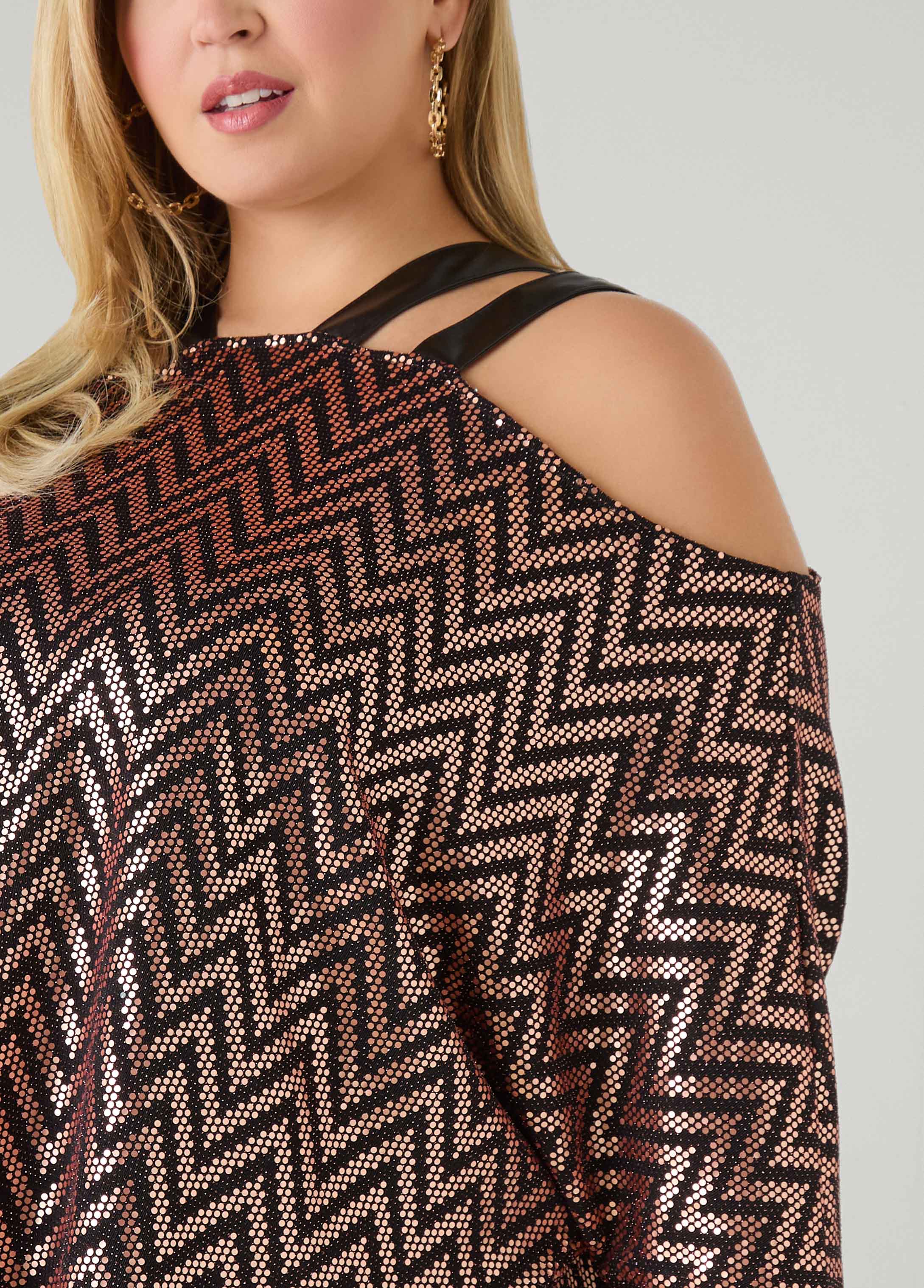 Cold Shoulder Metallic Top - Image 4
