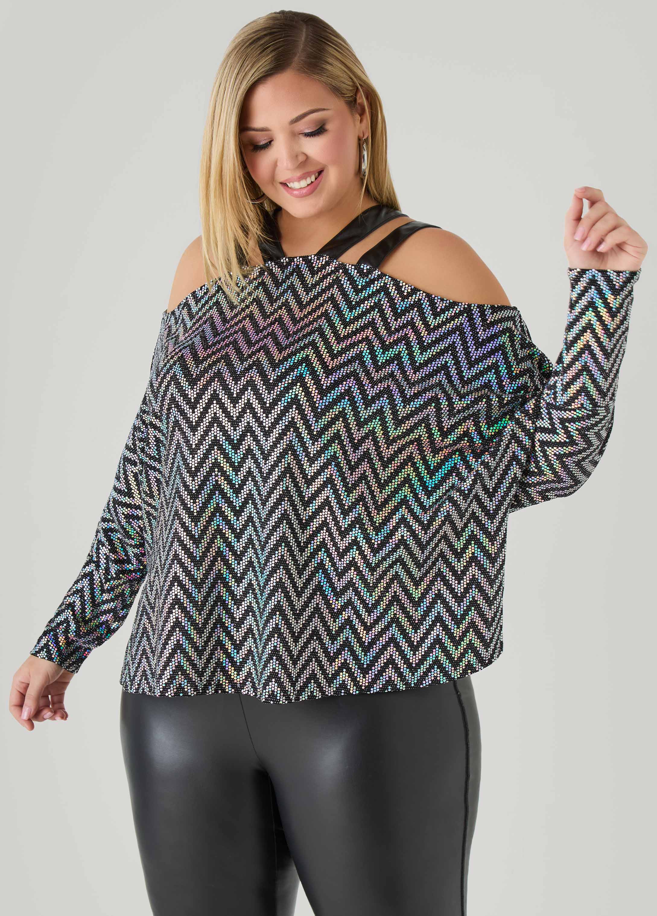 Cold Shoulder Metallic Top - Image 5