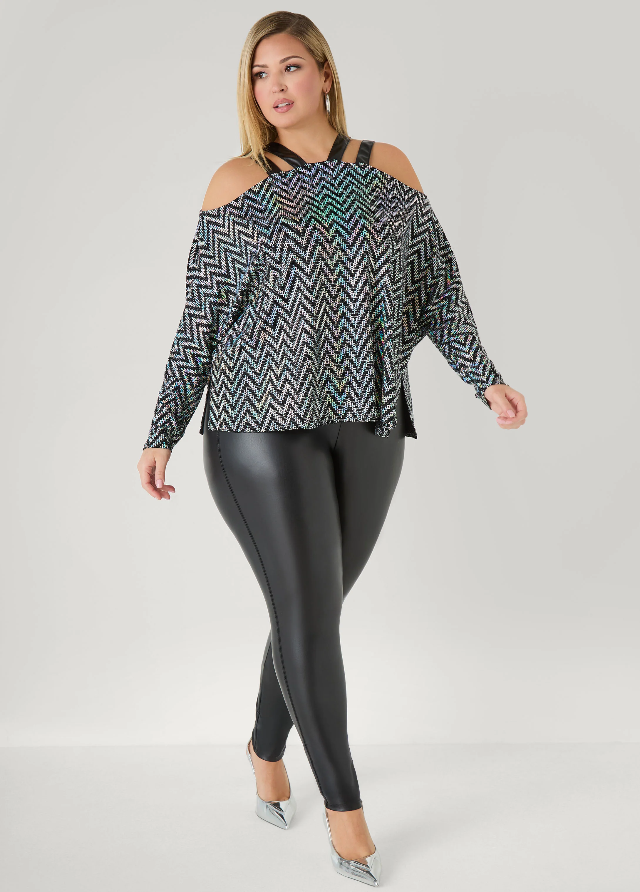 Cold Shoulder Metallic Top - Image 7