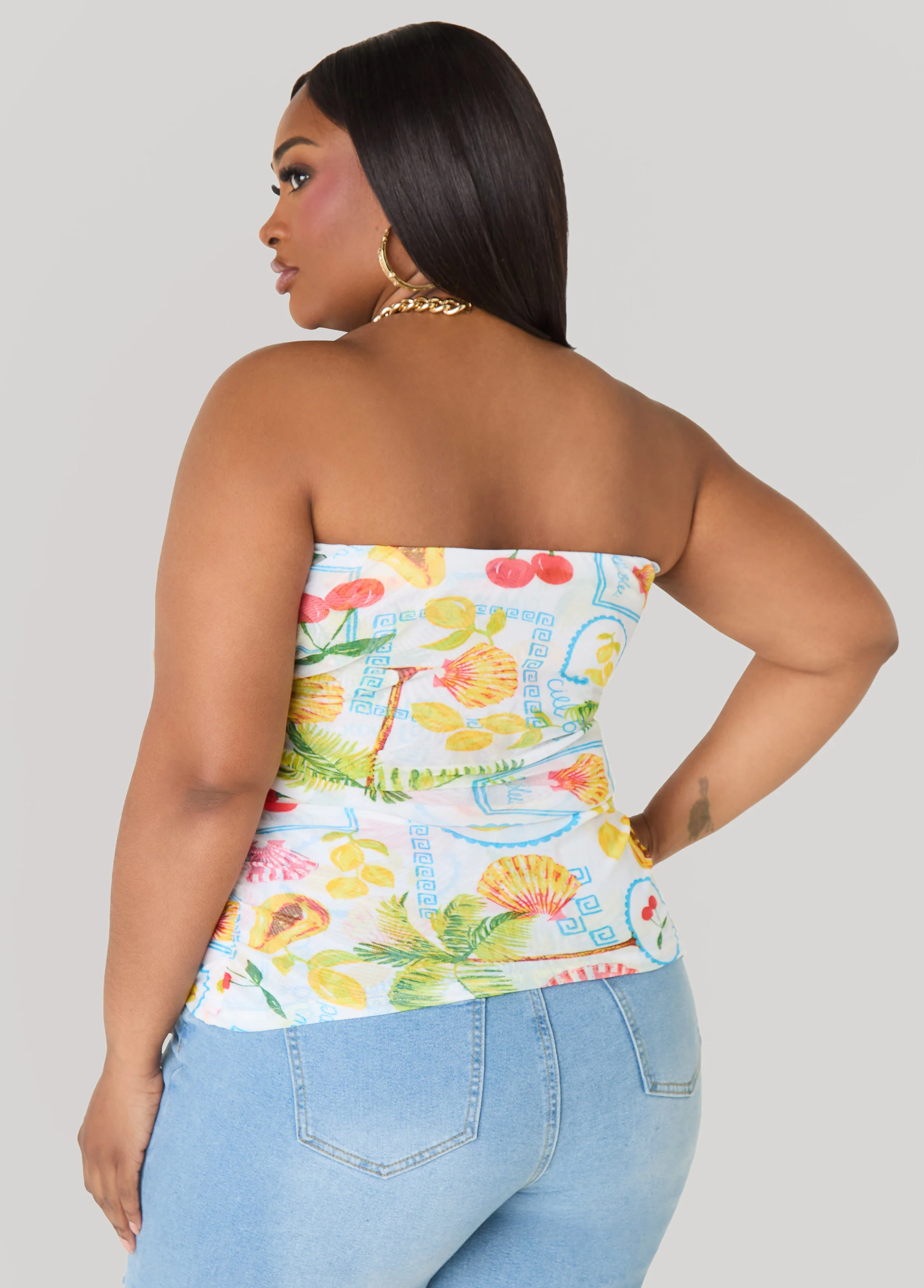 Summer Print Mesh Tube Top - Image 2
