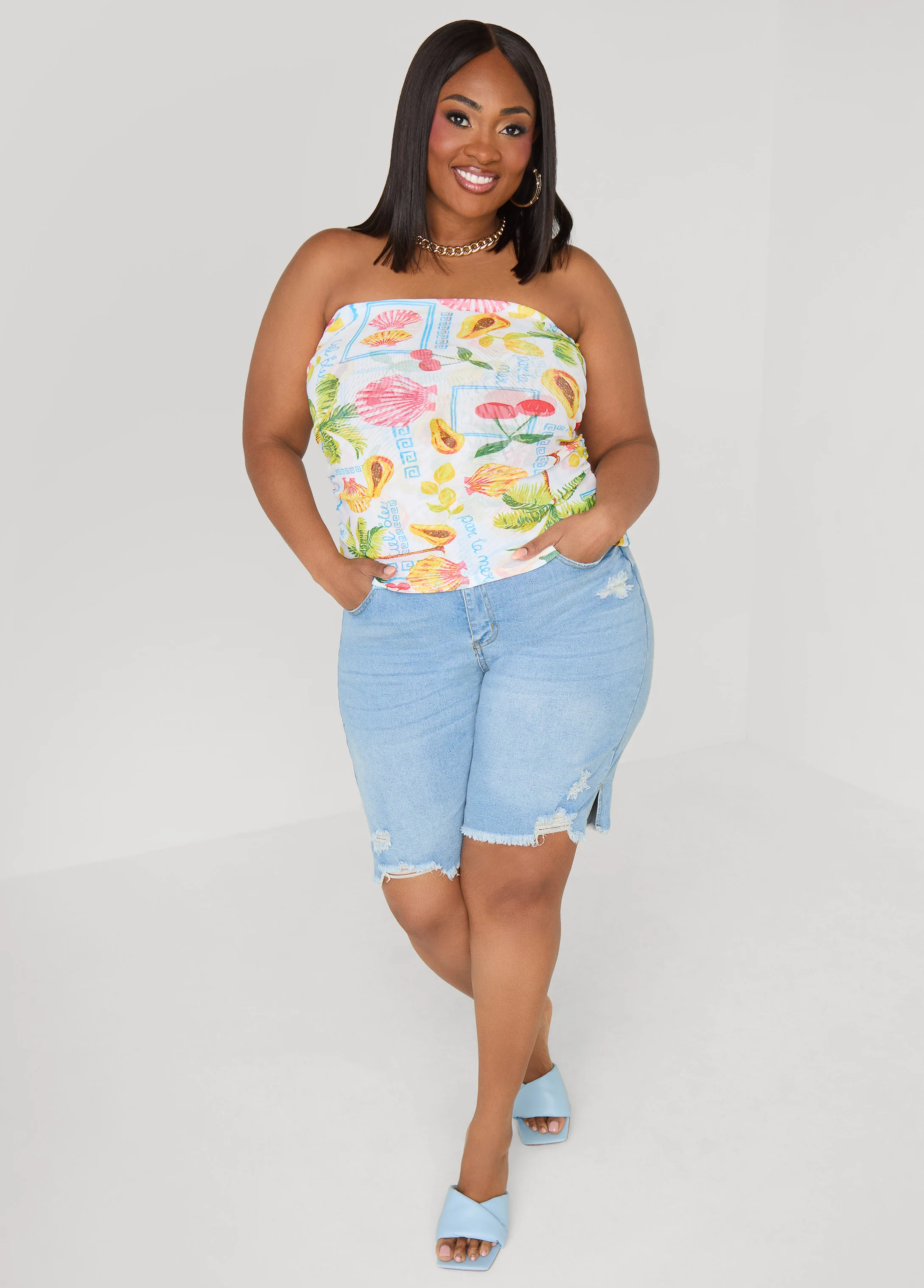 Summer Print Mesh Tube Top - Image 3