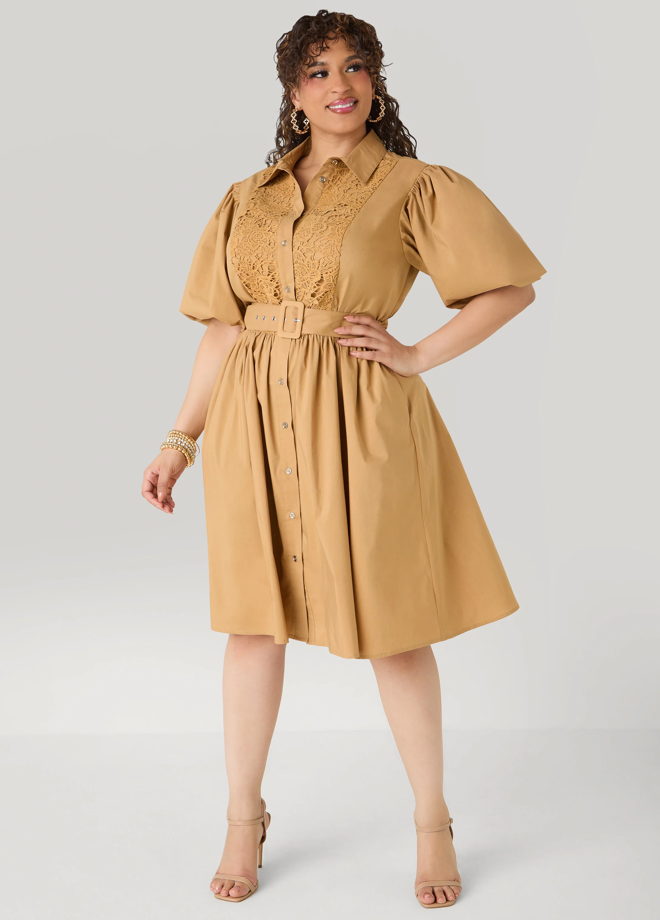 Crochet Panel A Line Shirtdress - Image 3