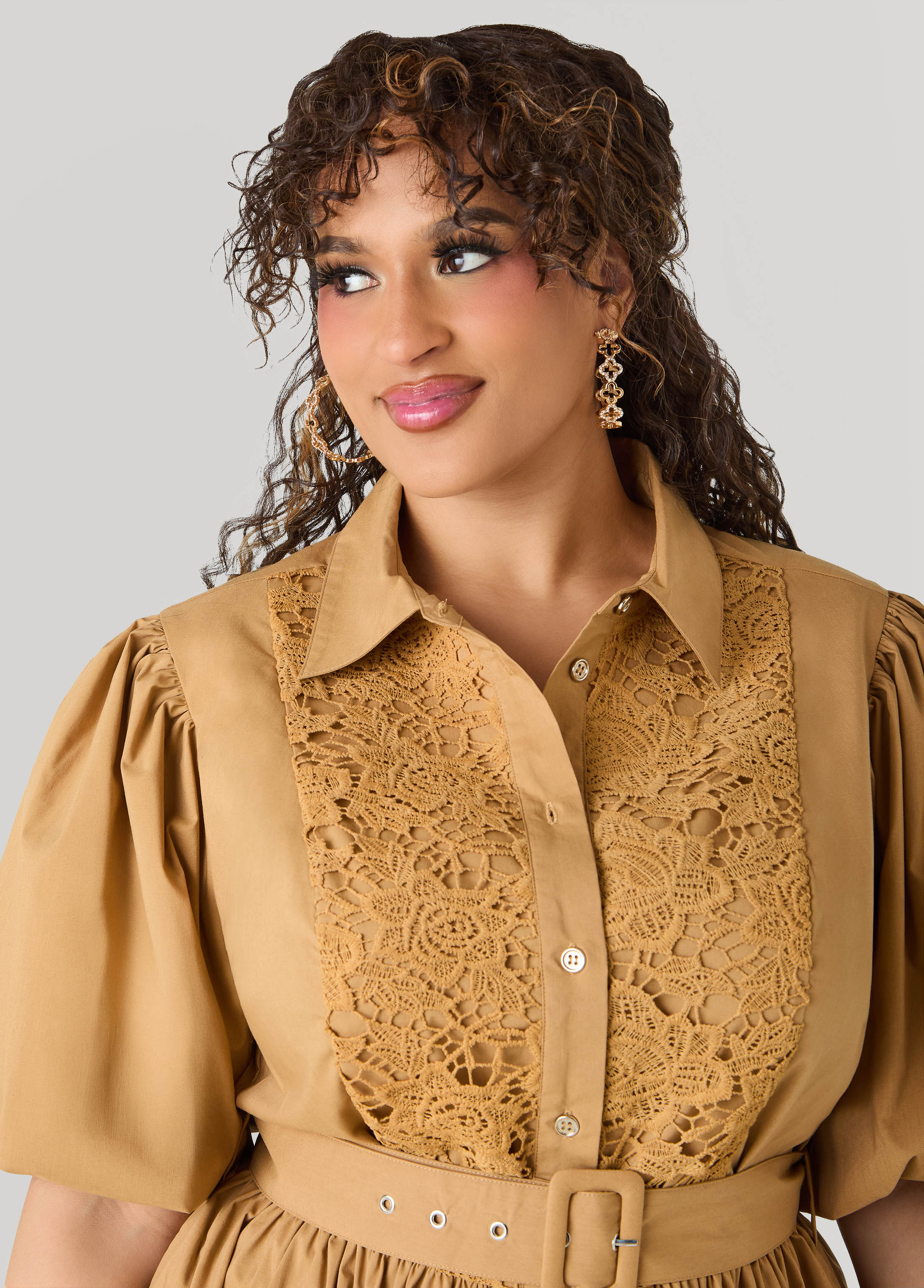 Crochet Panel A Line Shirtdress - Image 4