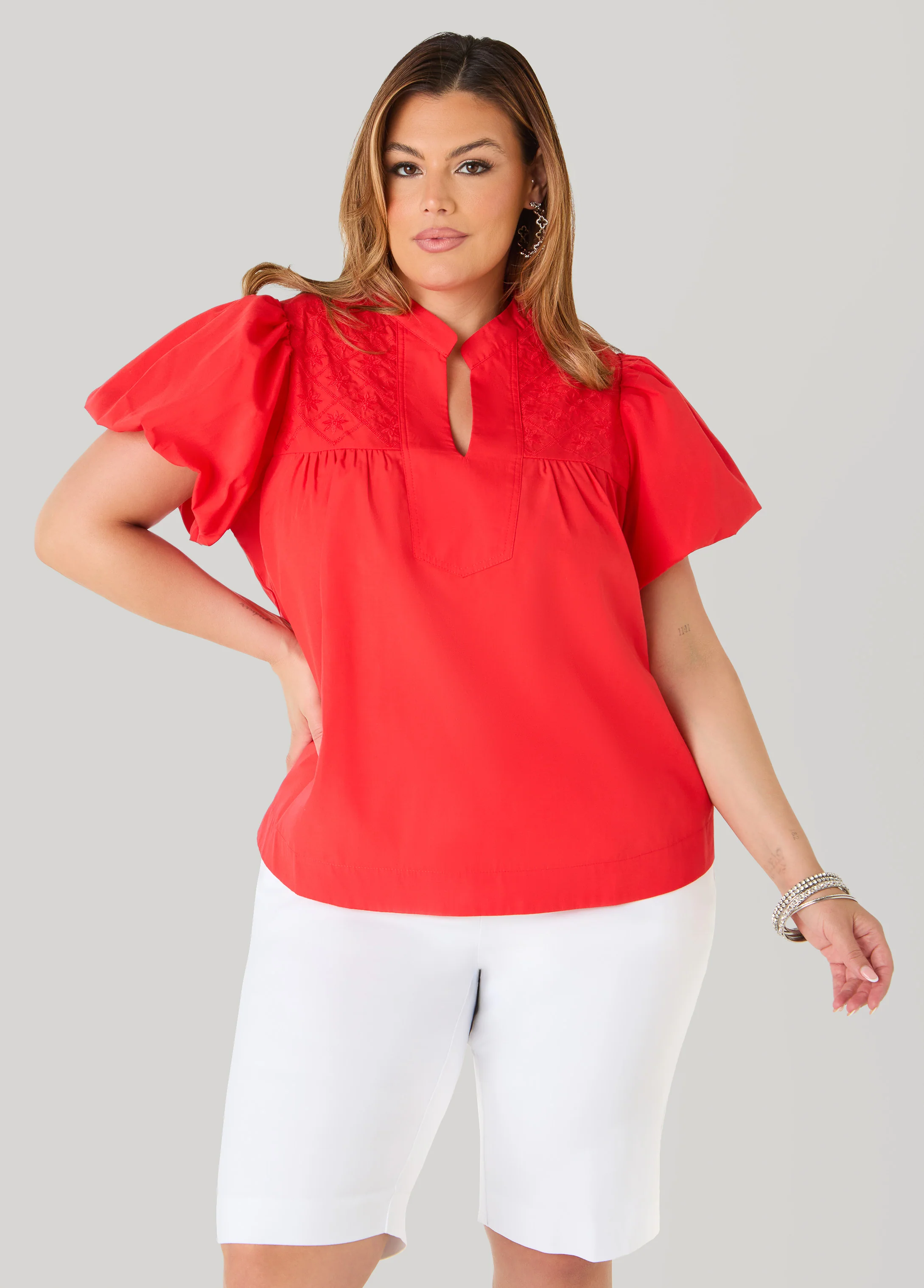 Puff Sleeve Embroidered Top - Image 13