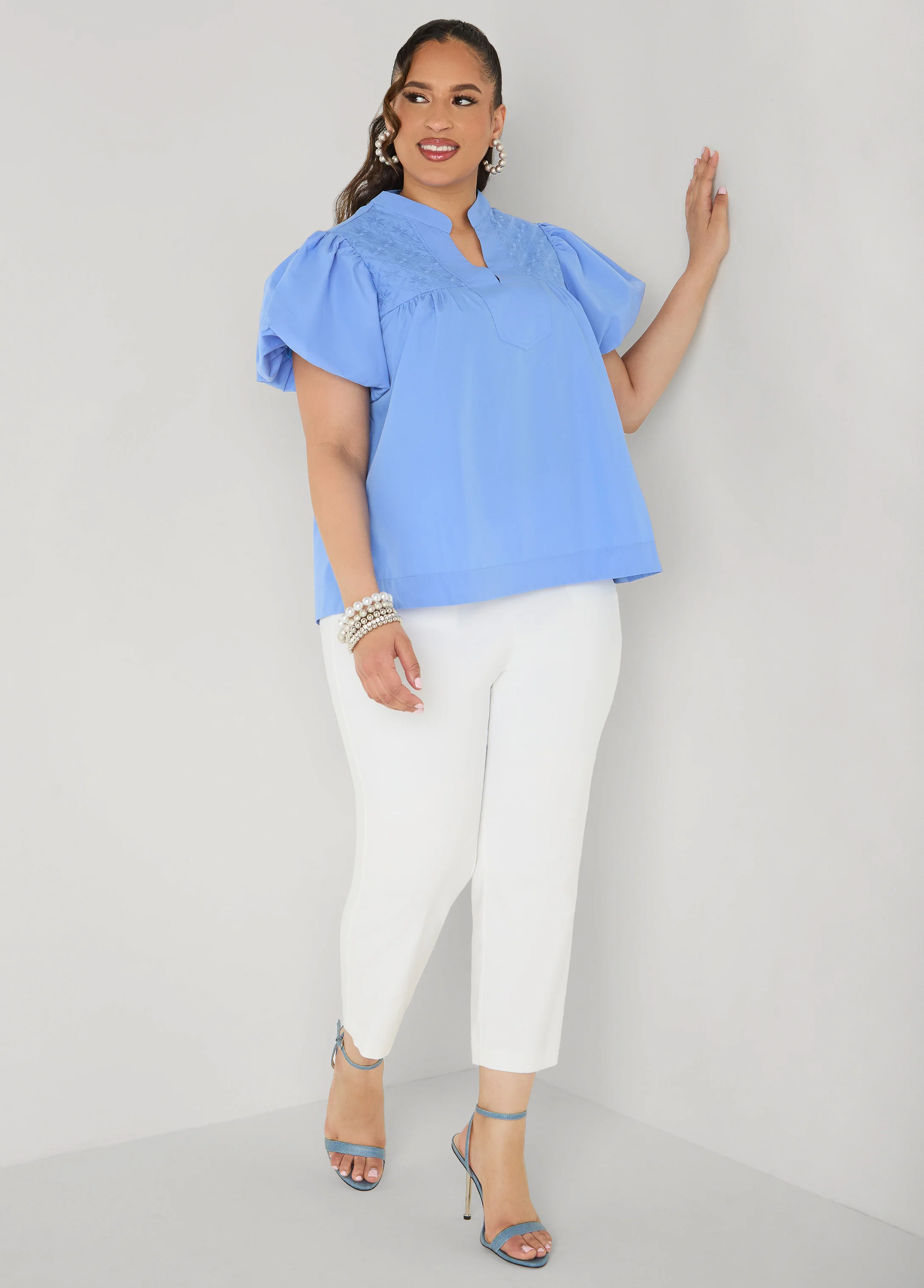 Puff Sleeve Embroidered Top - Image 3