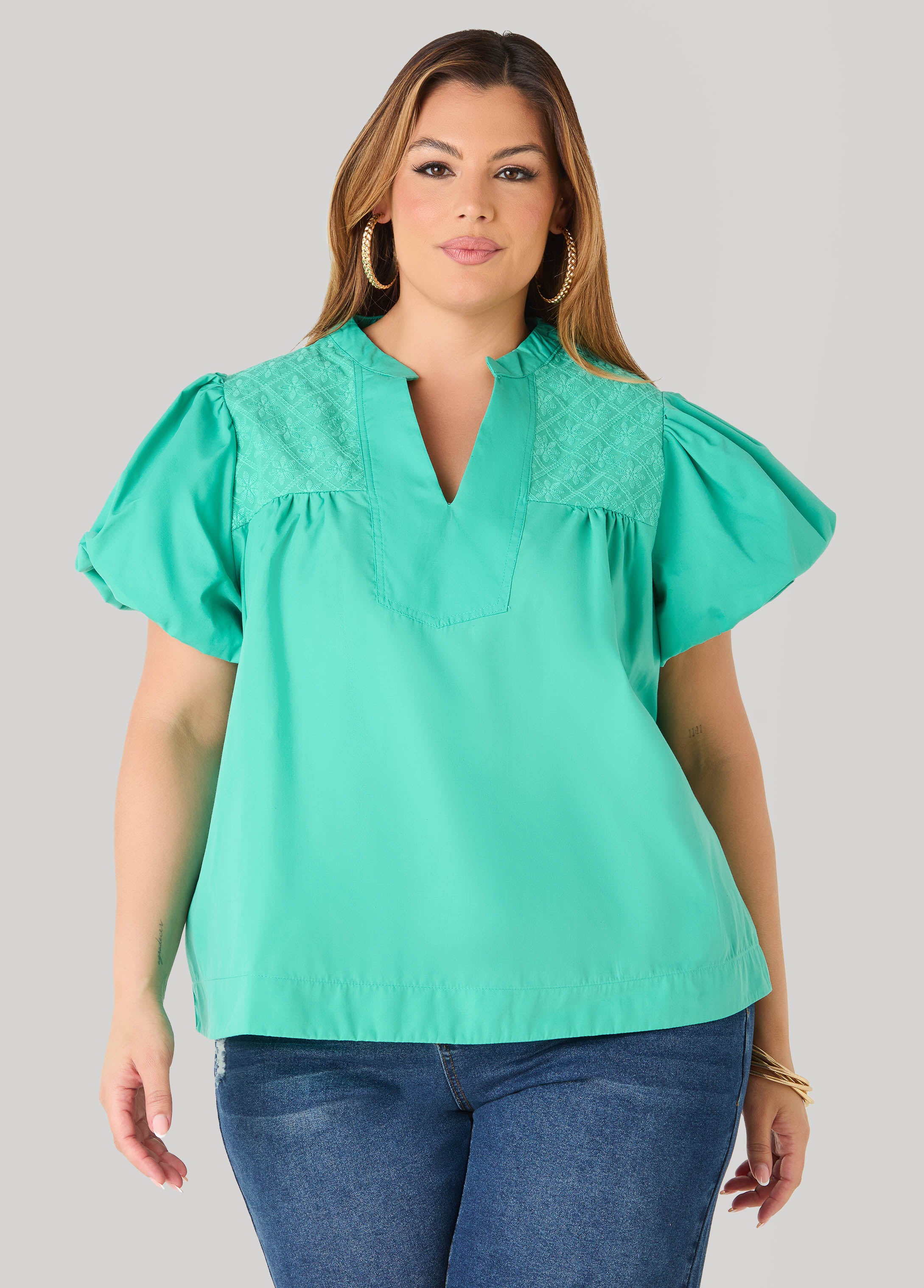 Puff Sleeve Embroidered Top - Image 5