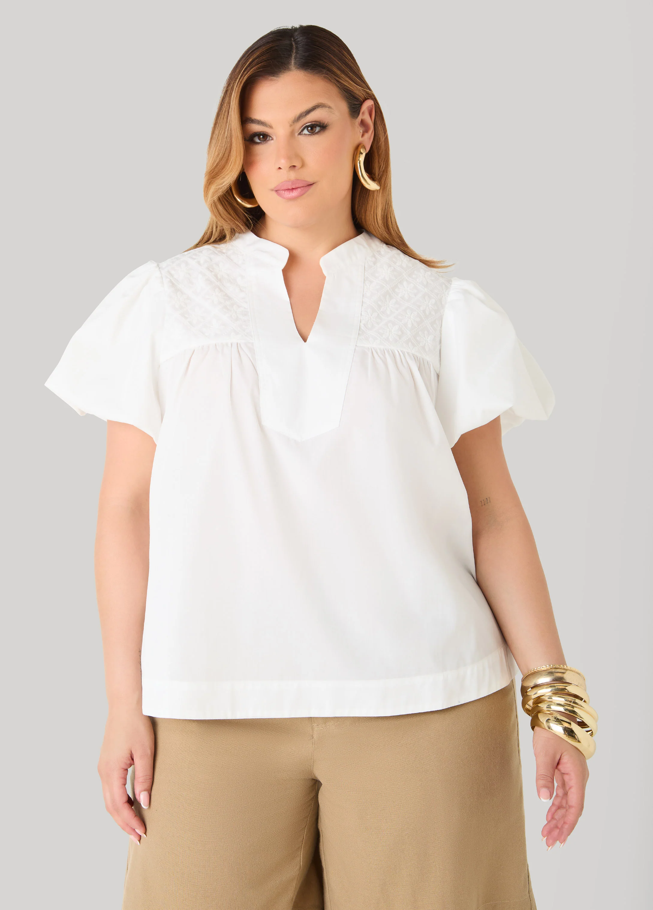 Puff Sleeve Embroidered Top - Image 9