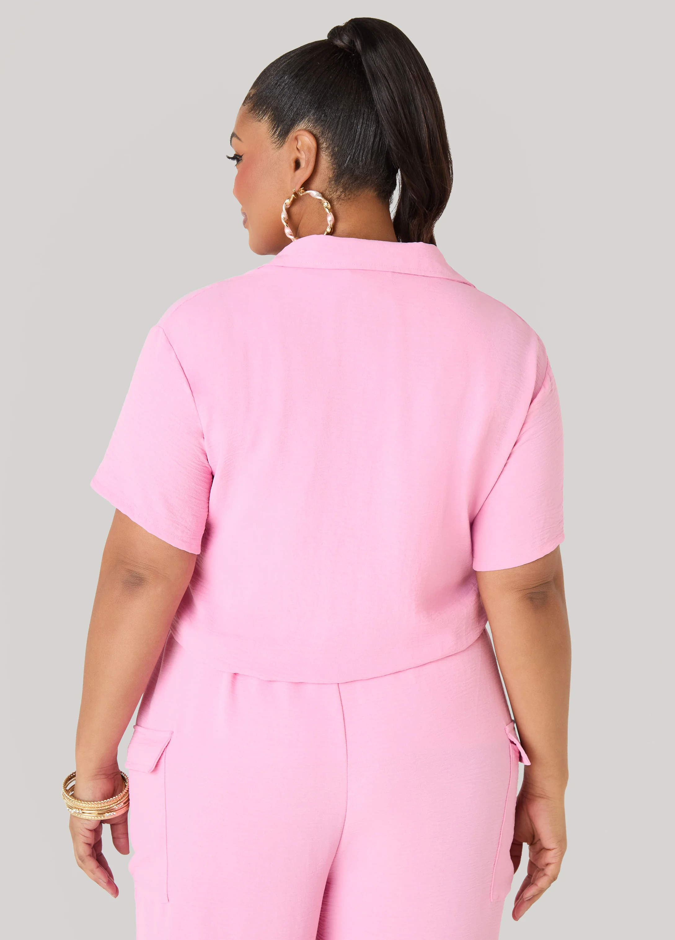 Drawstring Cropped Shirt - Image 10