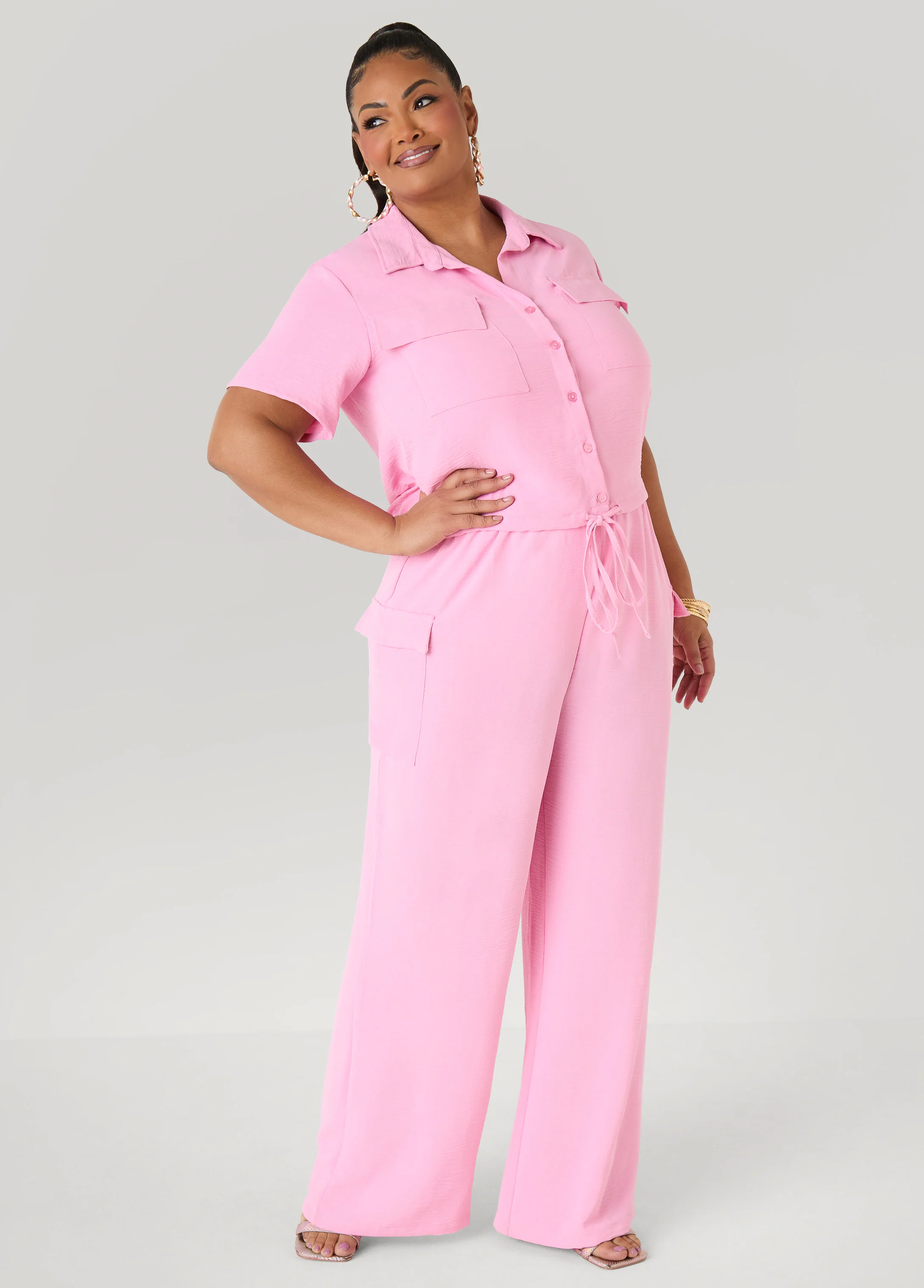 Drawstring Cropped Shirt - Image 11