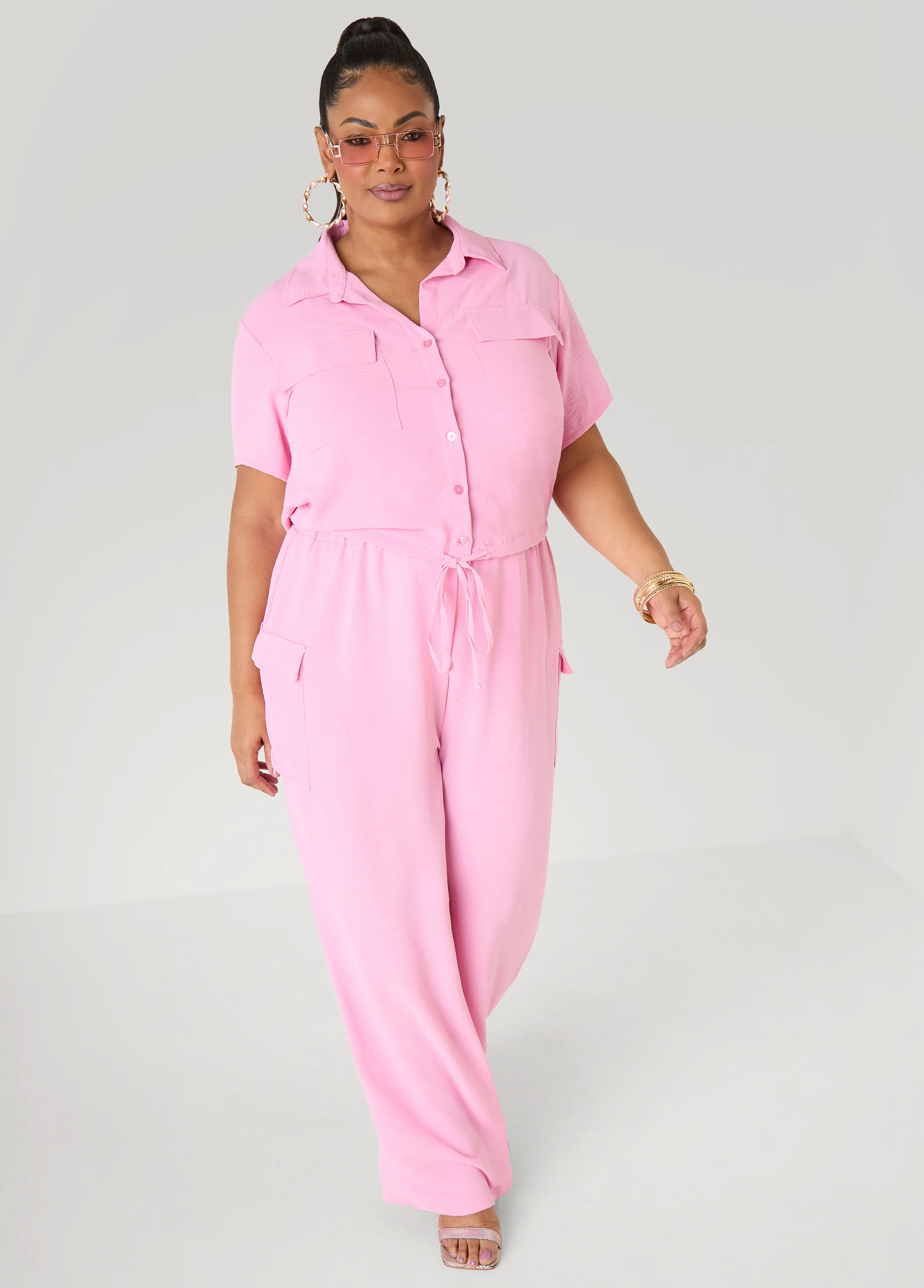 Drawstring Cropped Shirt - Image 12