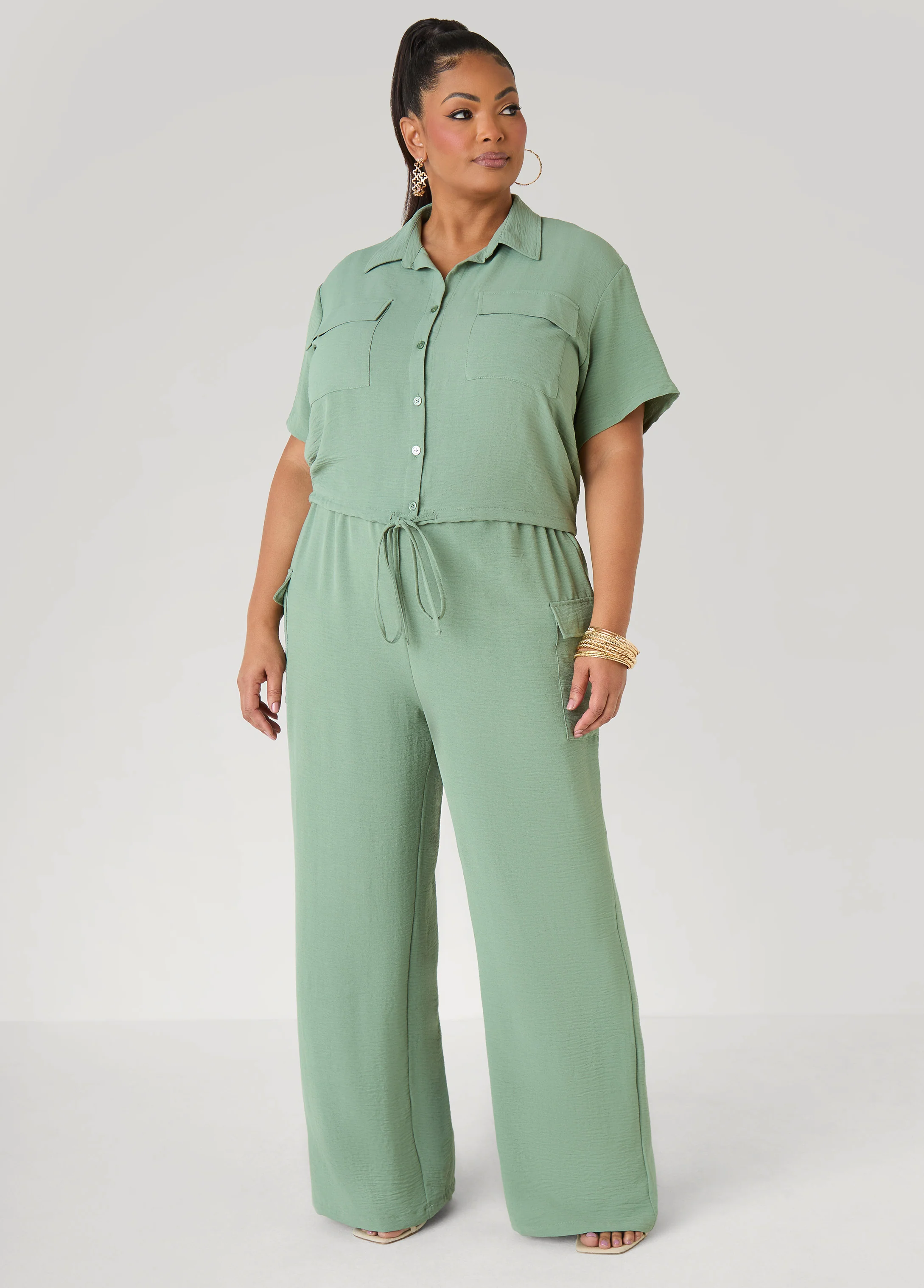 Drawstring Cropped Shirt - Image 15