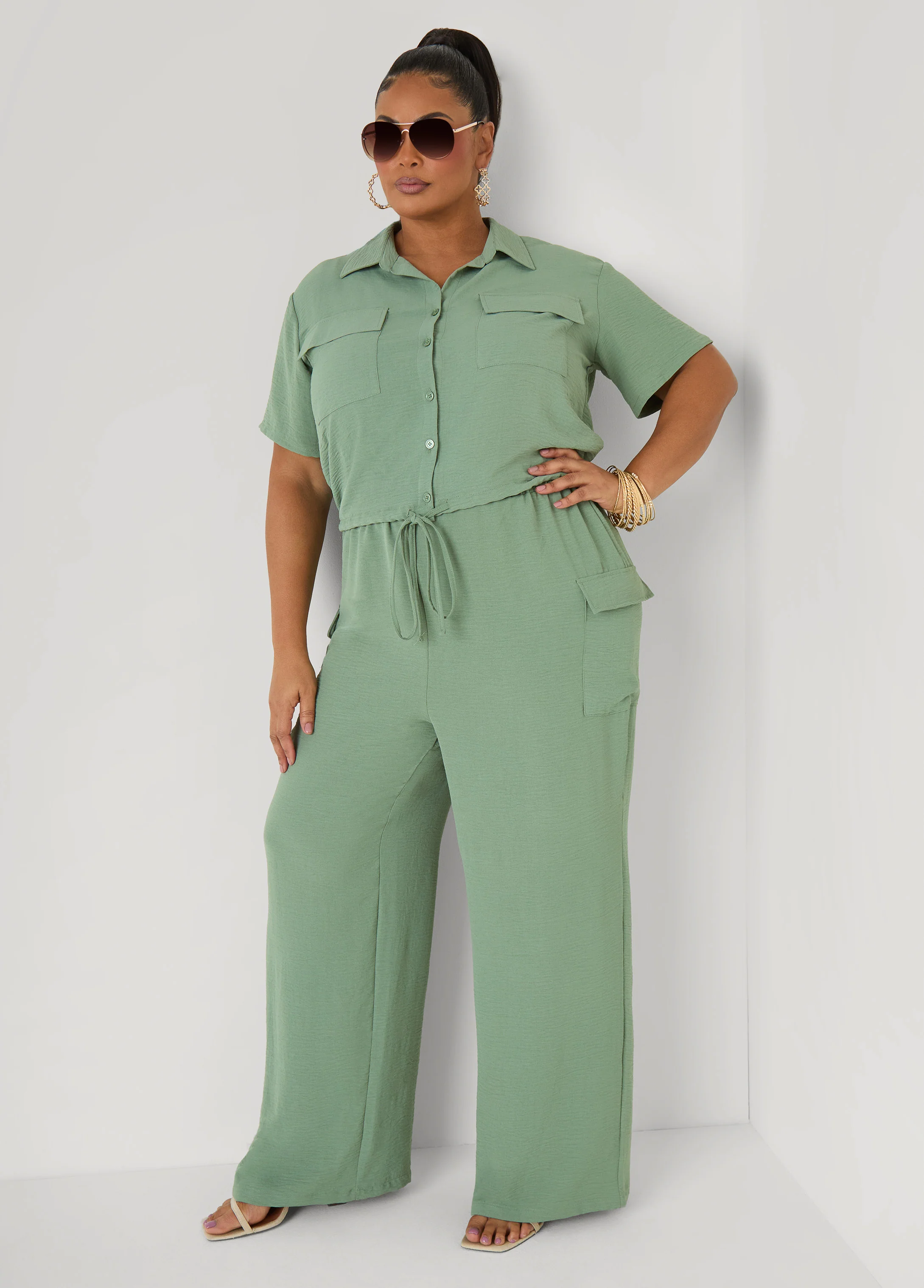 Drawstring Cropped Shirt - Image 17