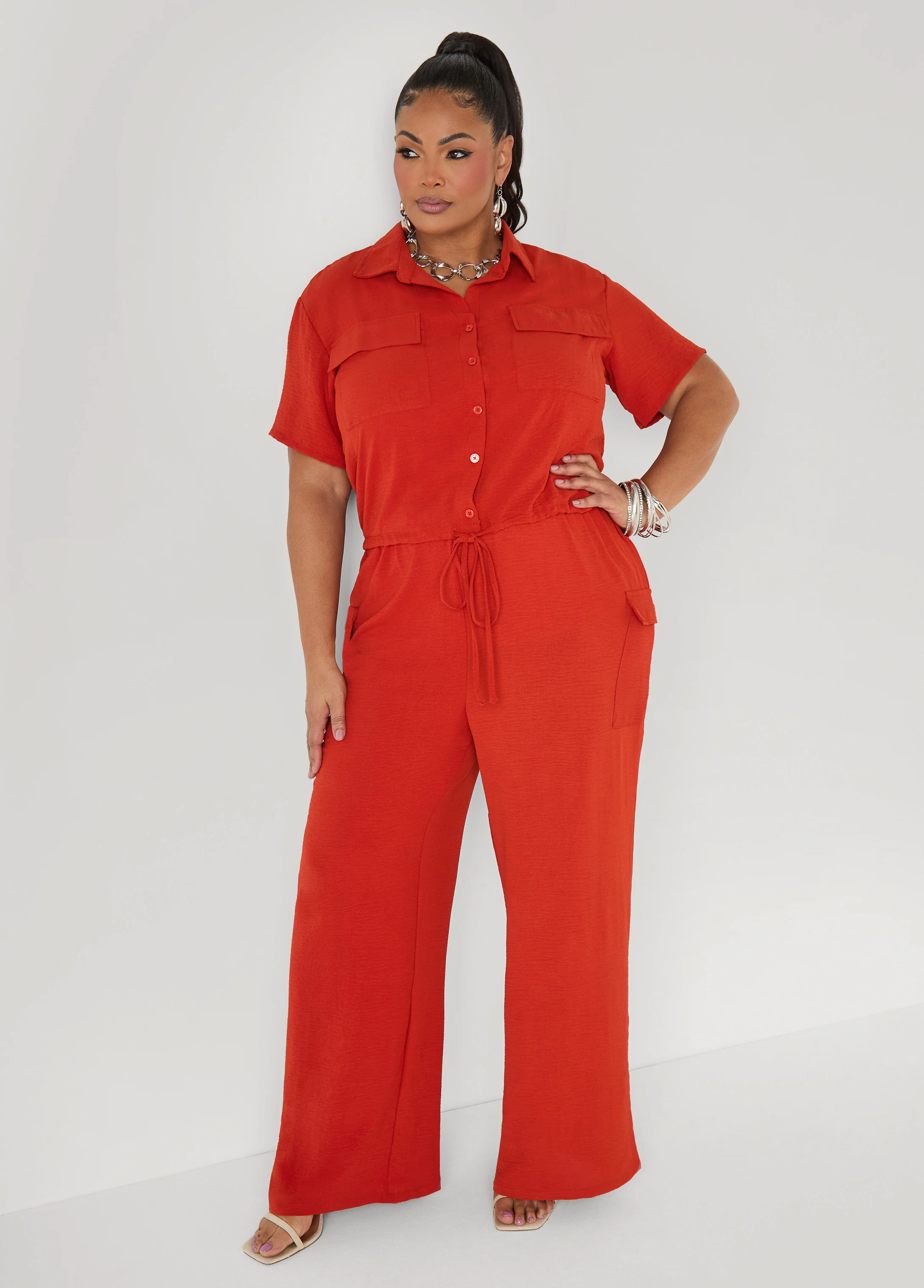 Drawstring Cropped Shirt - Image 3
