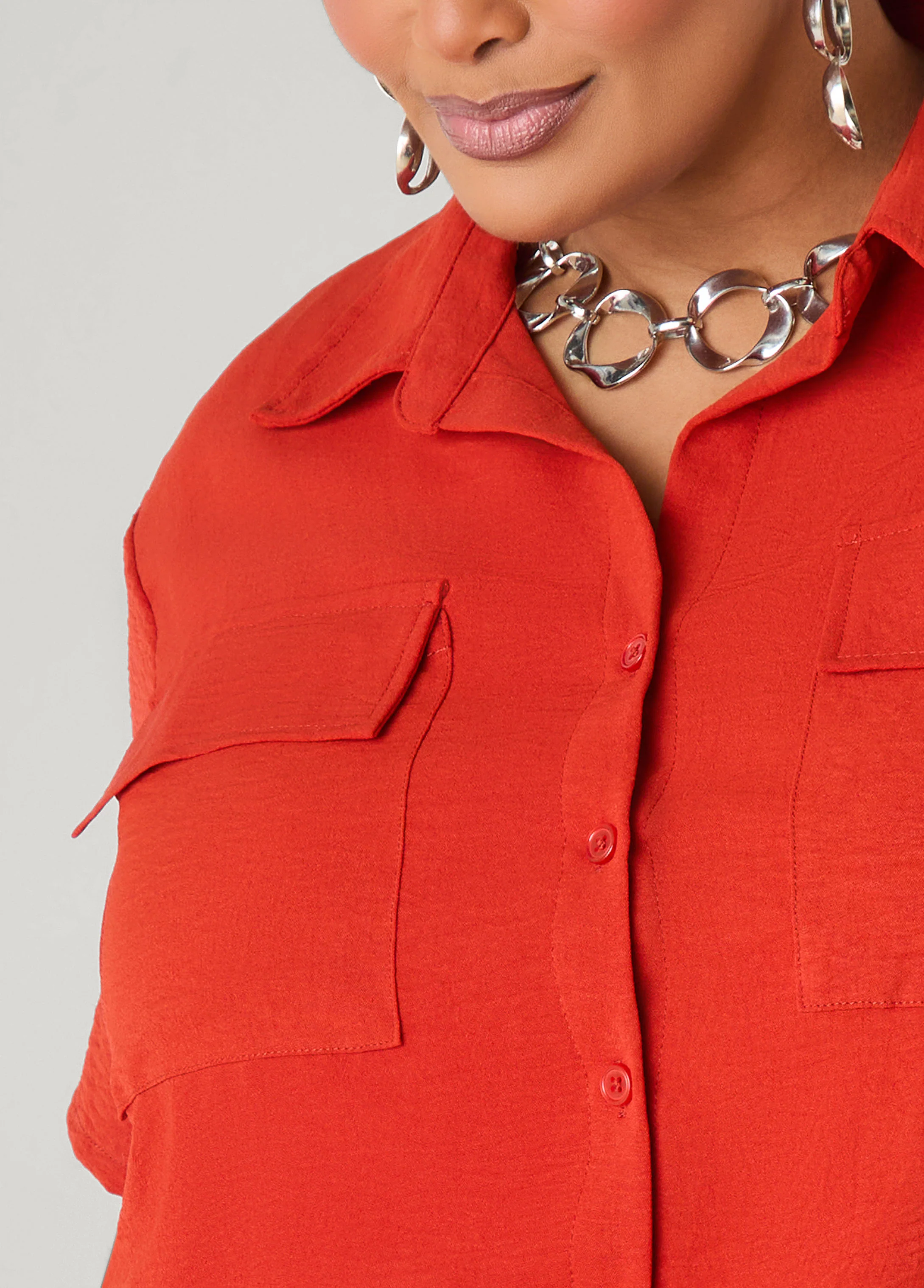 Drawstring Cropped Shirt - Image 4