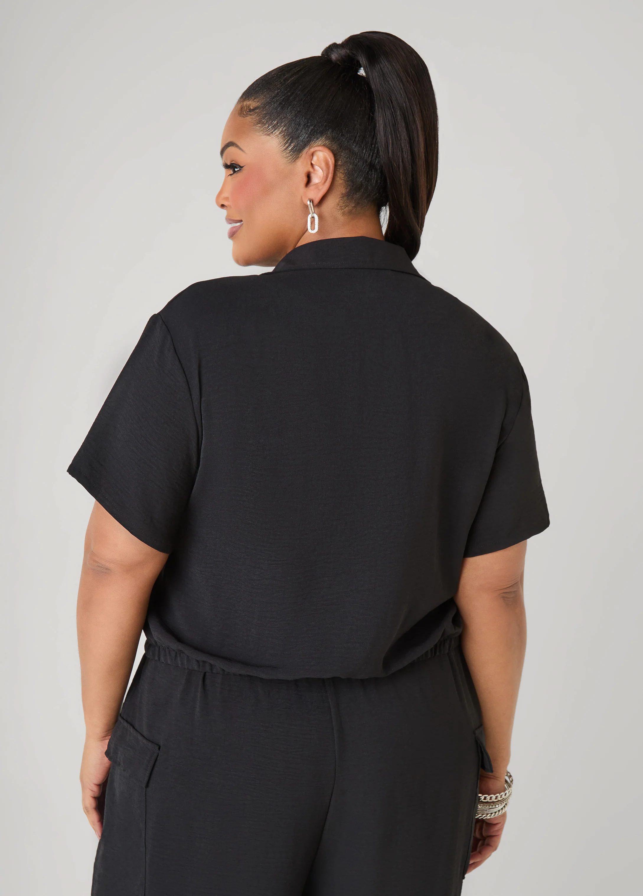Drawstring Cropped Shirt - Image 6