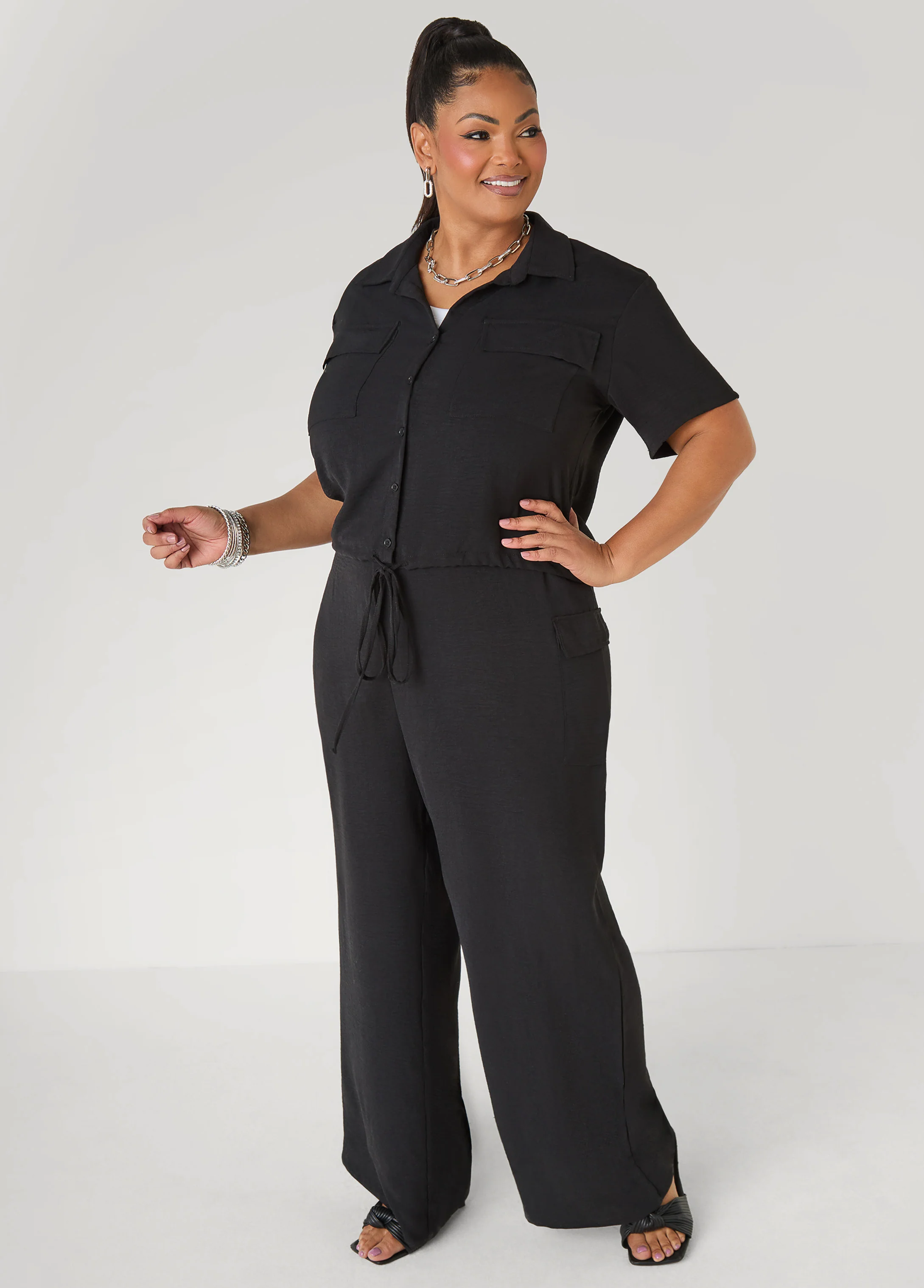 Drawstring Cropped Shirt - Image 8