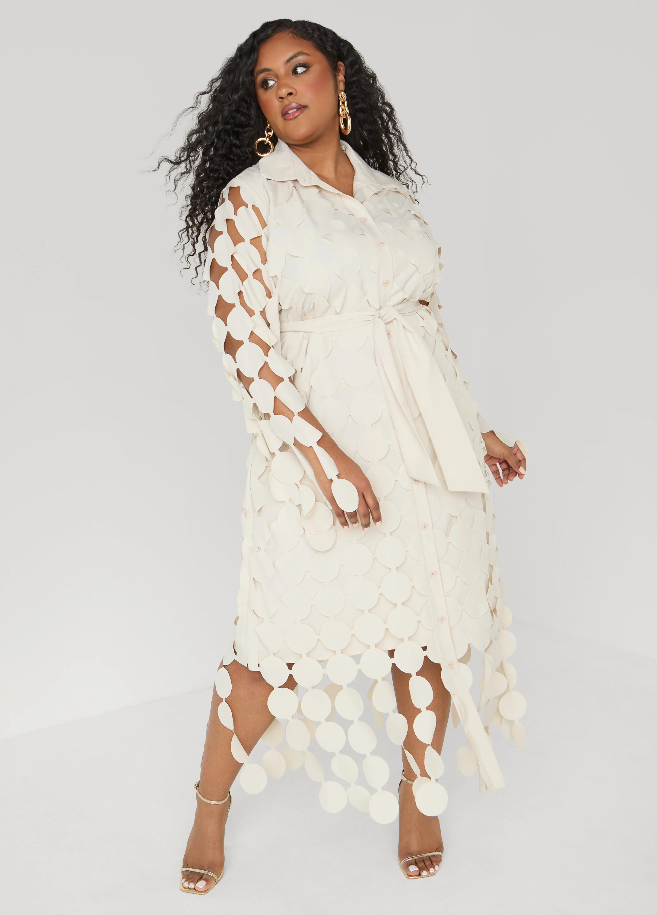 Cutout Fringed Midi Shirtdress - Image 3