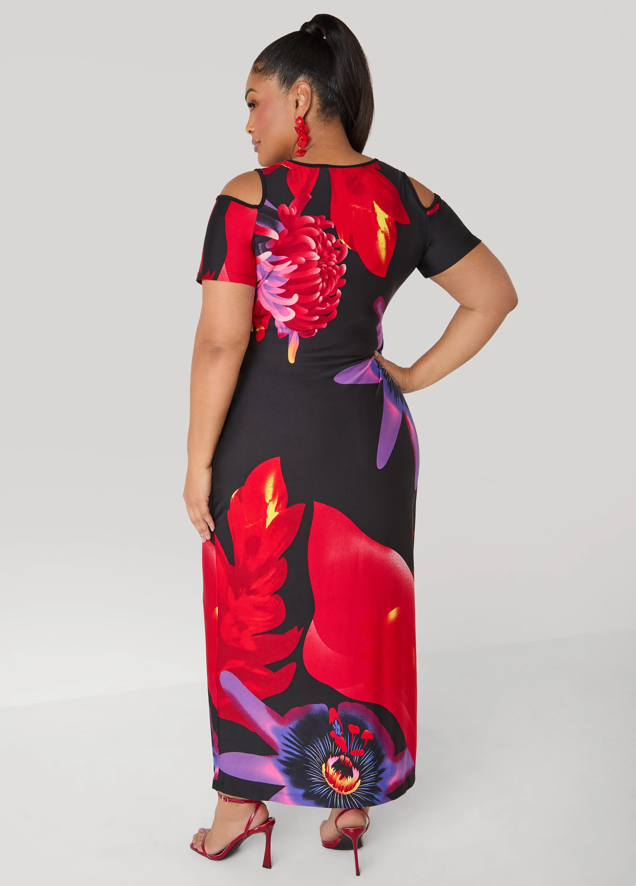 Cold Shoulder Floral Maxi Dress - Image 2