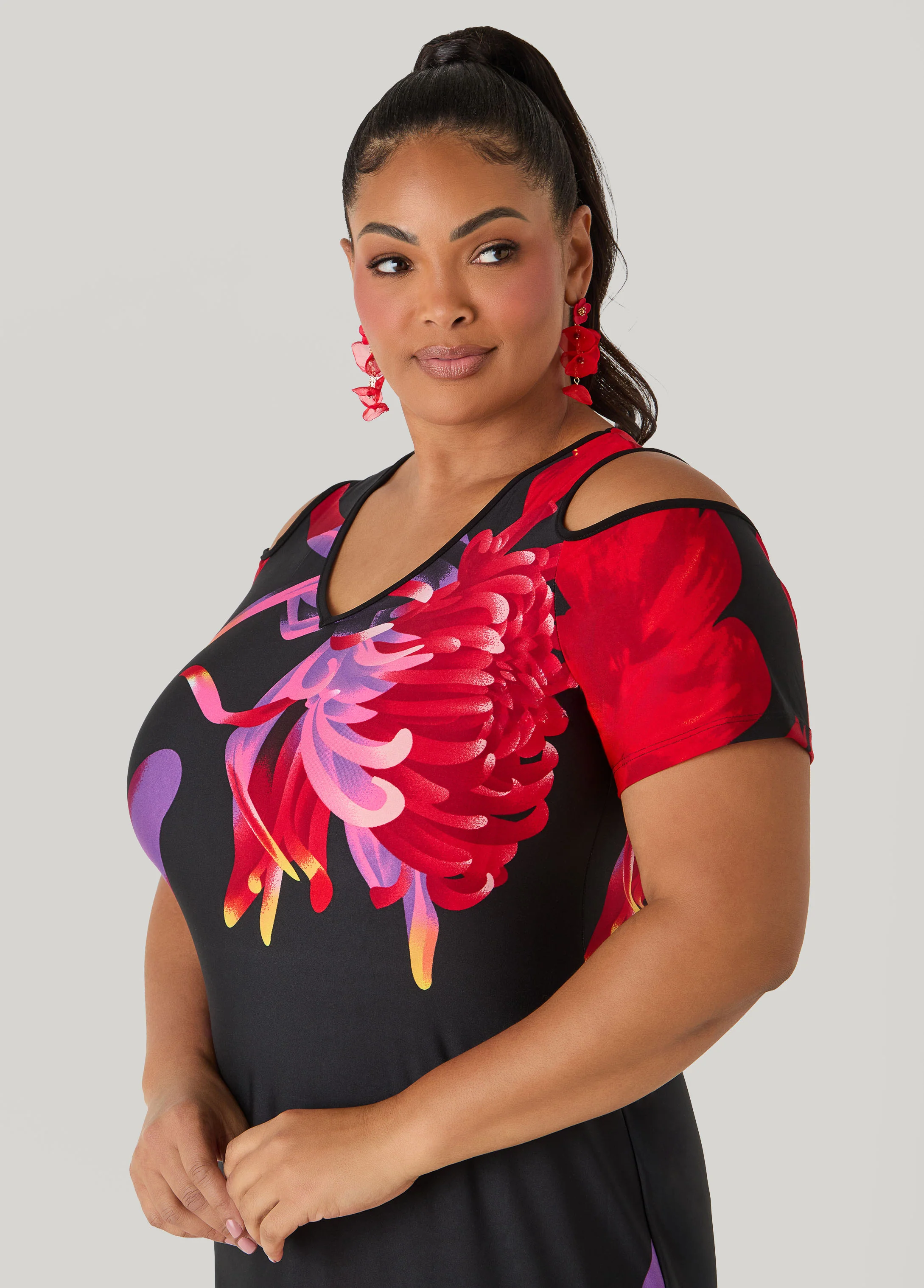 Cold Shoulder Floral Maxi Dress - Image 4