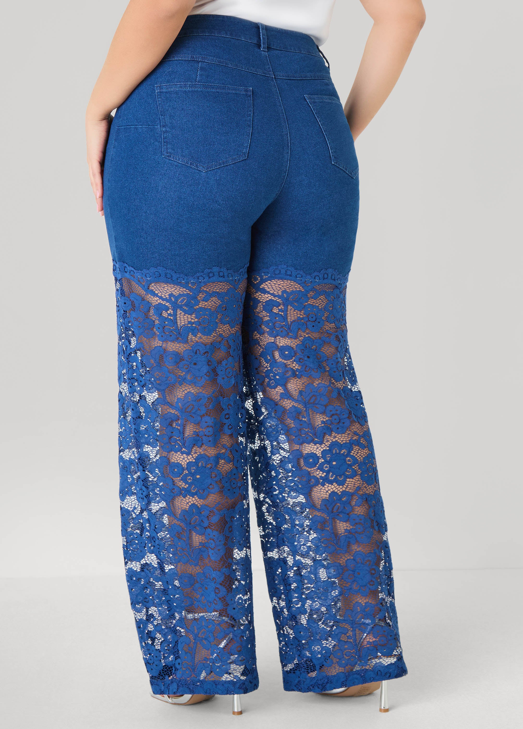 Lace Paneled Wide Leg jeans - Image 2