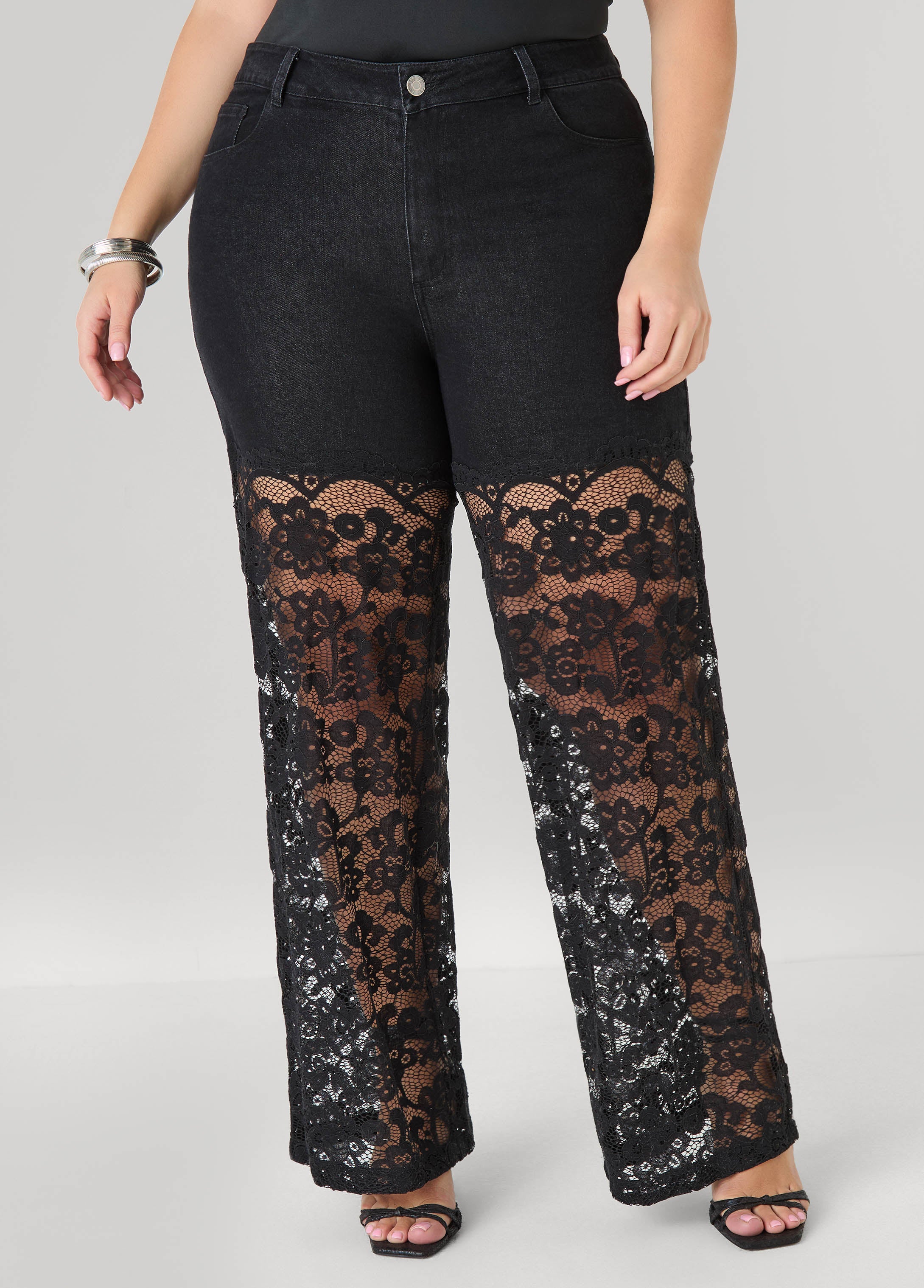 Lace Paneled Wide Leg jeans - Image 5