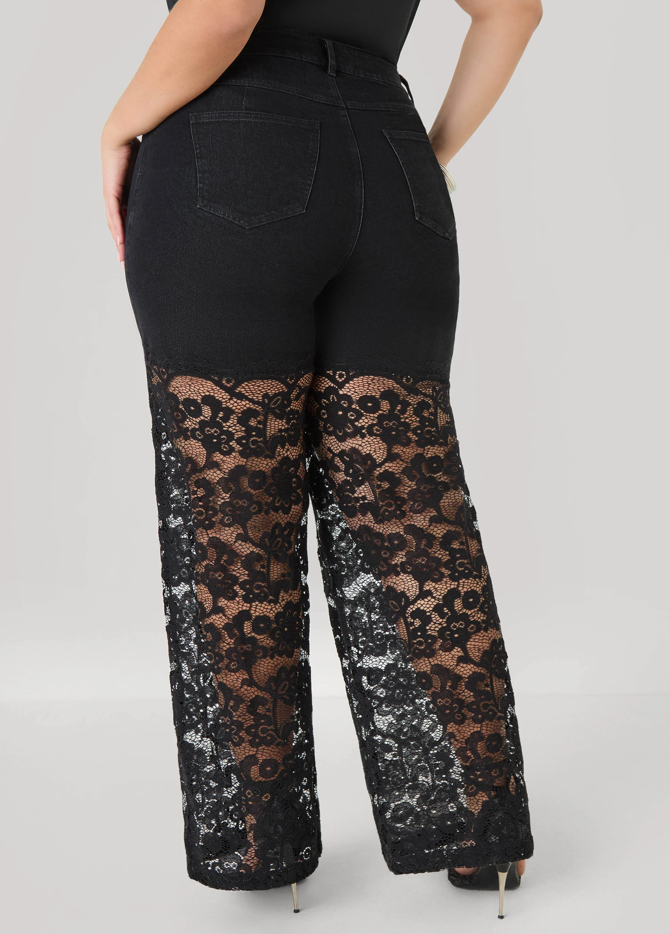 Lace Paneled Wide Leg jeans - Image 6