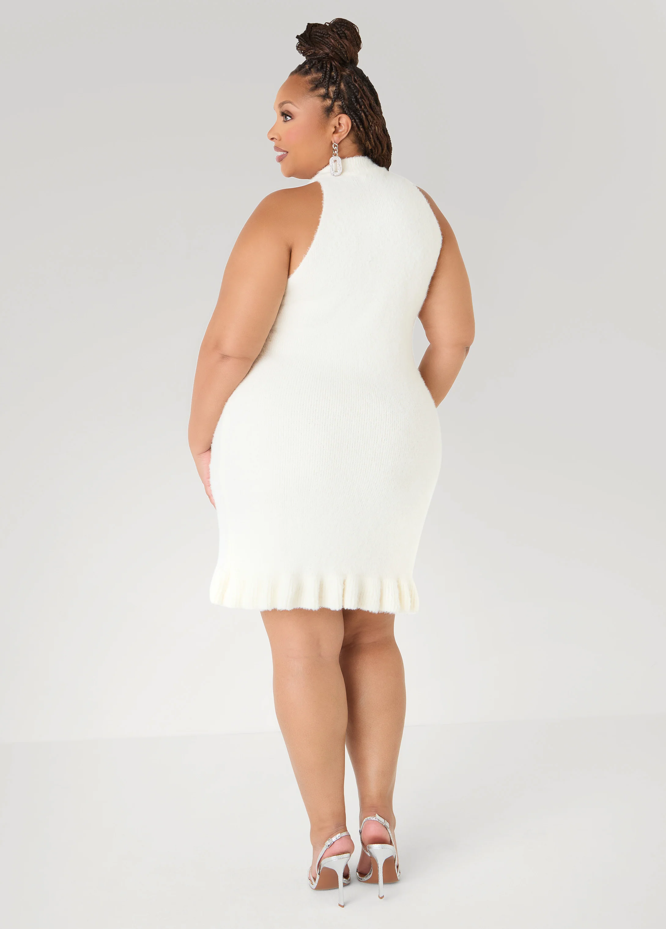Flounced Embellished Sweater Dress - Image 2