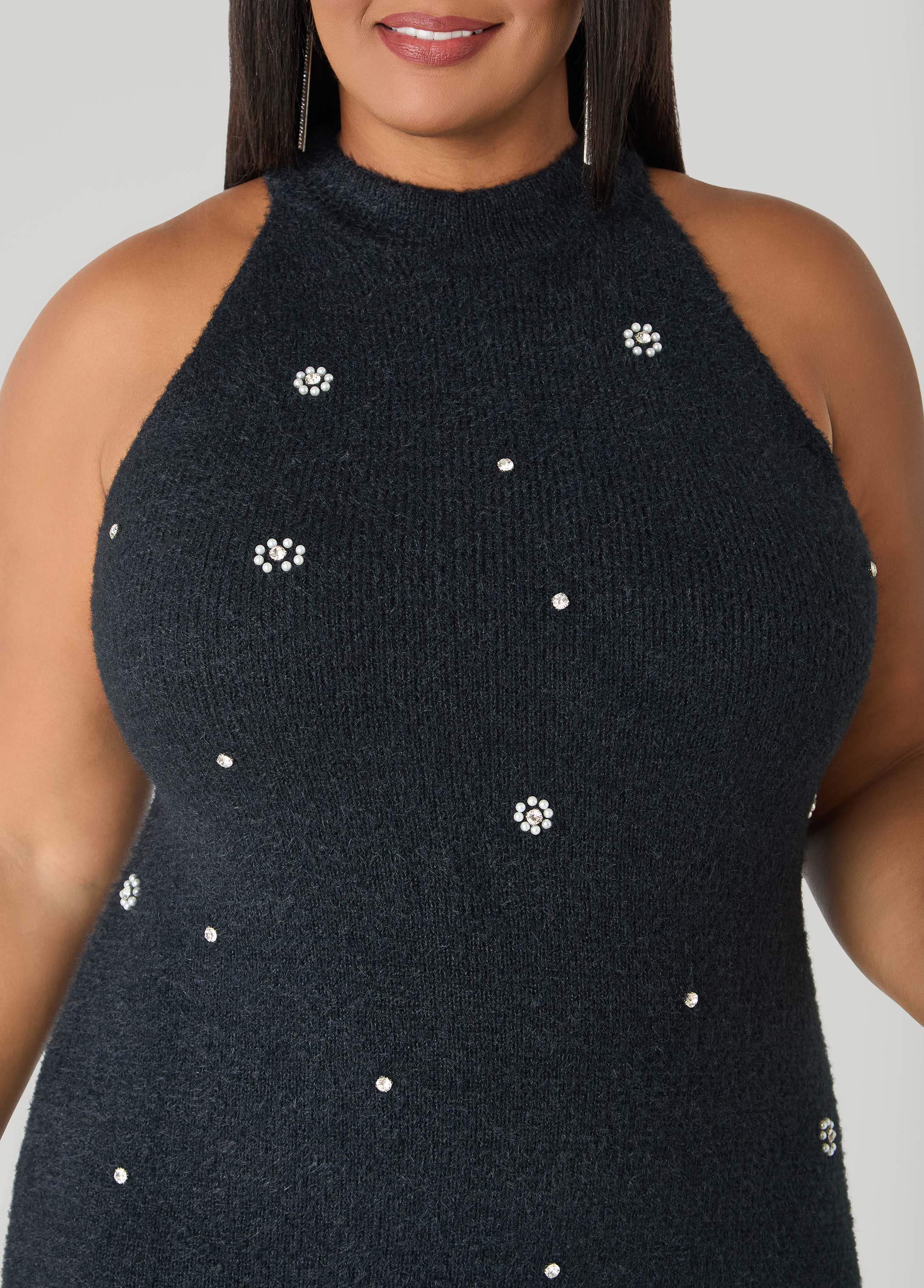Flounced Embellished Sweater Dress - Image 9