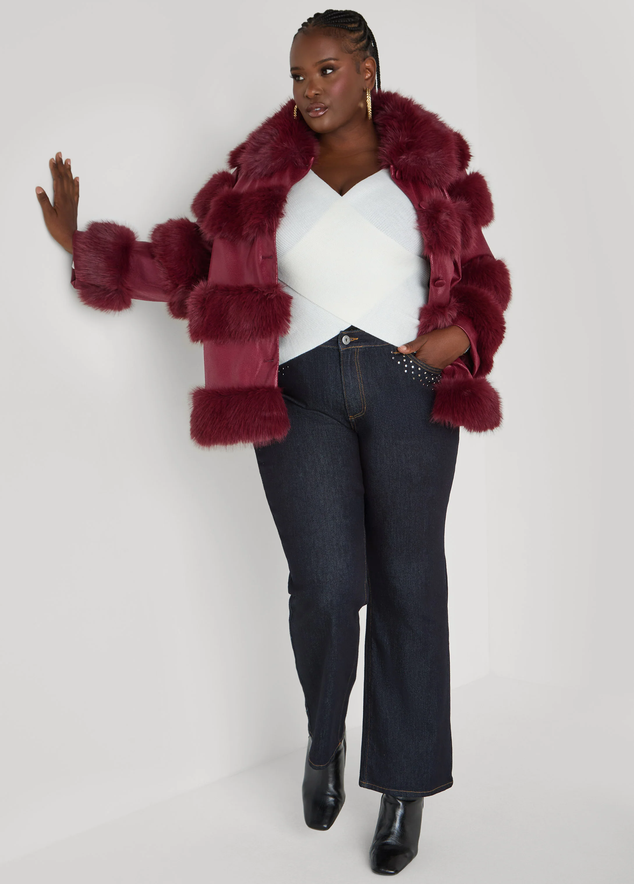 Faux Leather And Faux Fur Coat - Image 3