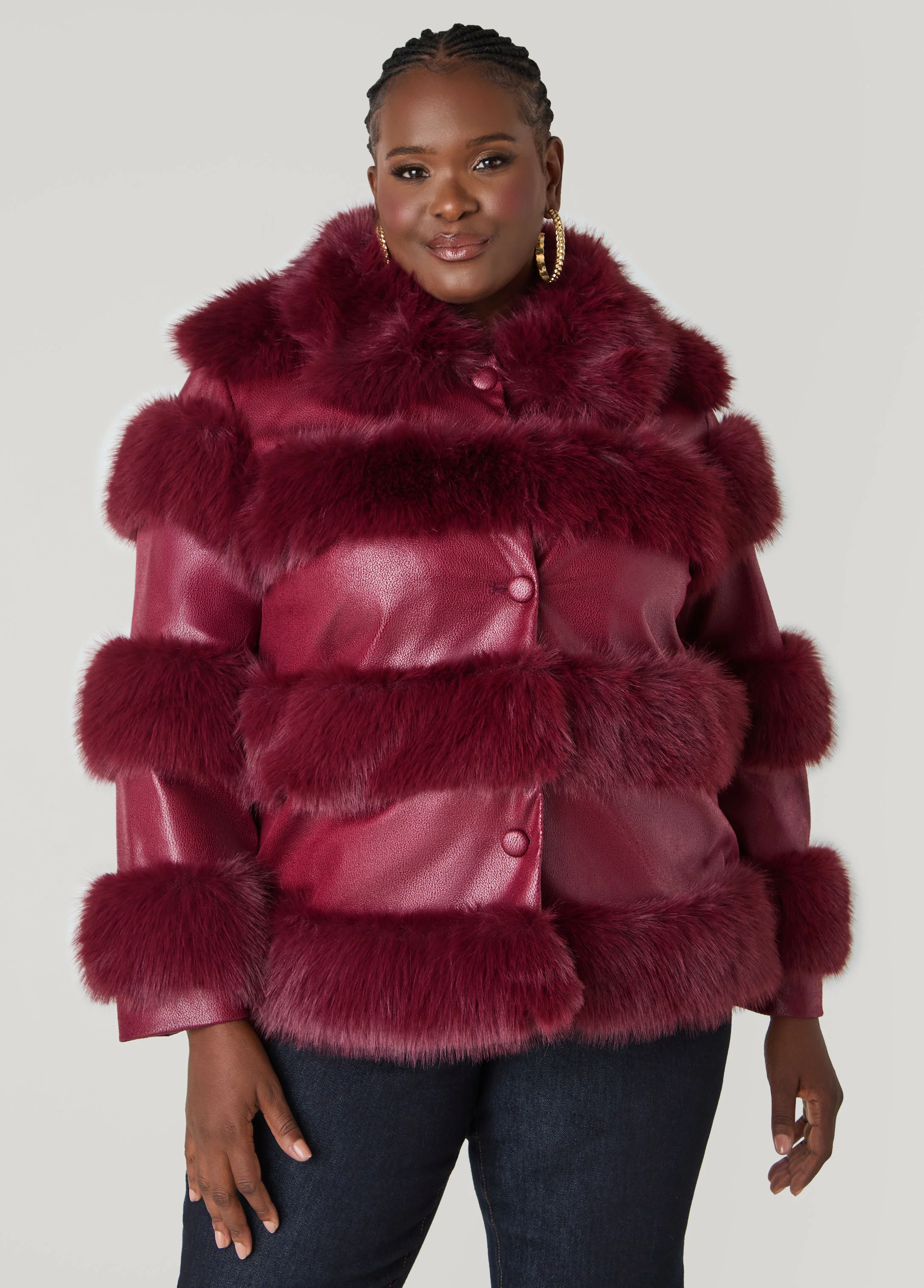 Faux Leather And Faux Fur Coat - Image 4
