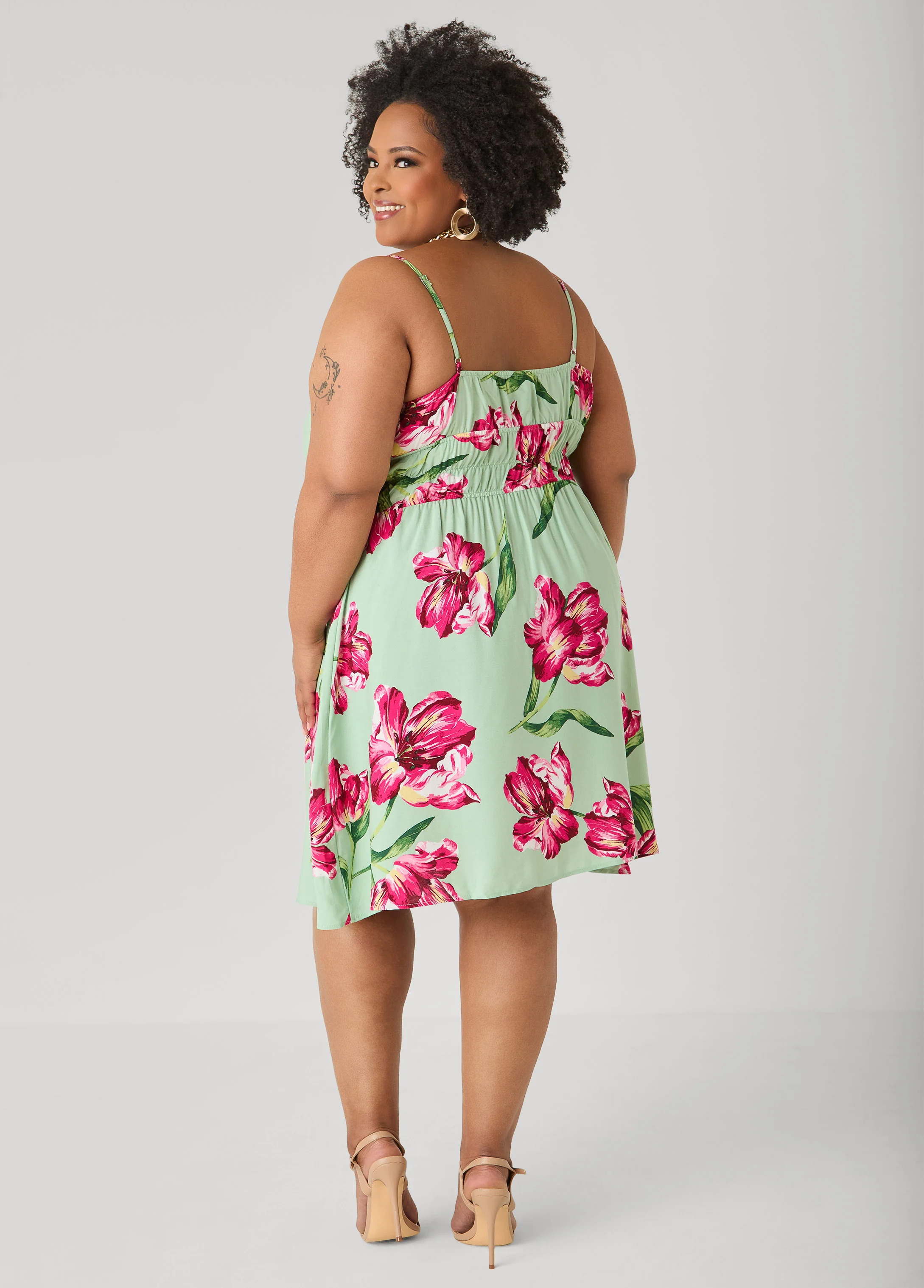 Tie Front Floral Print Dress - Image 2