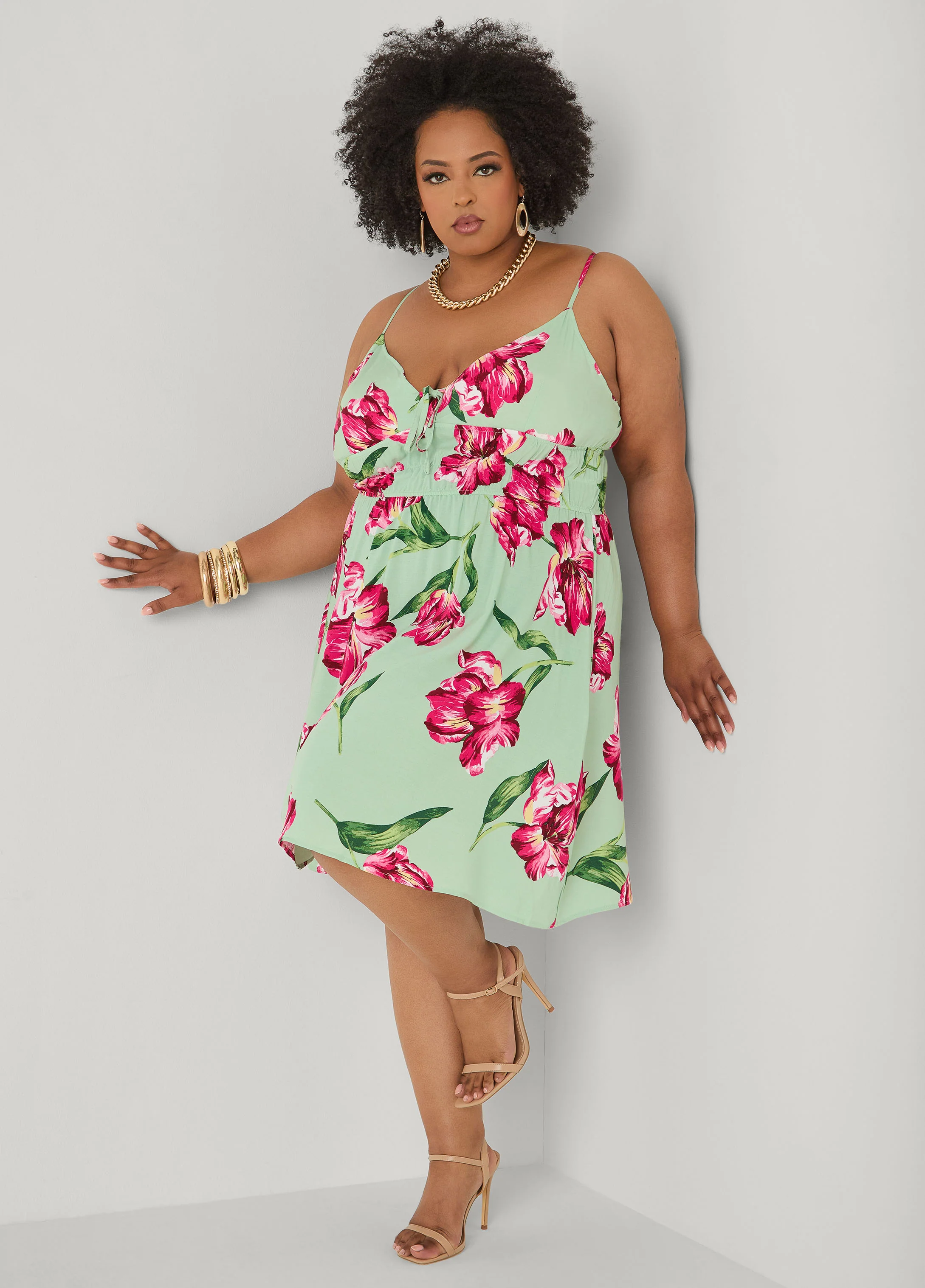 Tie Front Floral Print Dress - Image 4