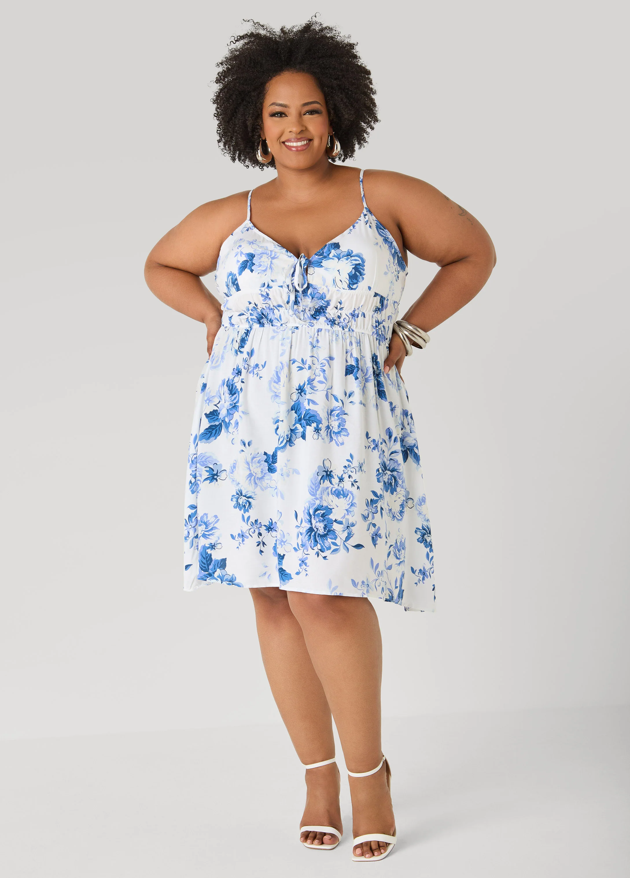 Tie Front Floral Print Dress - Image 6