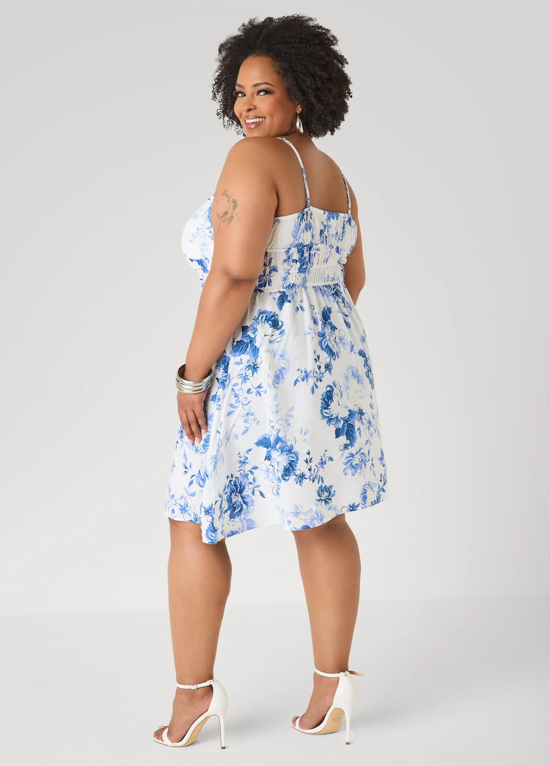 Tie Front Floral Print Dress - Image 7