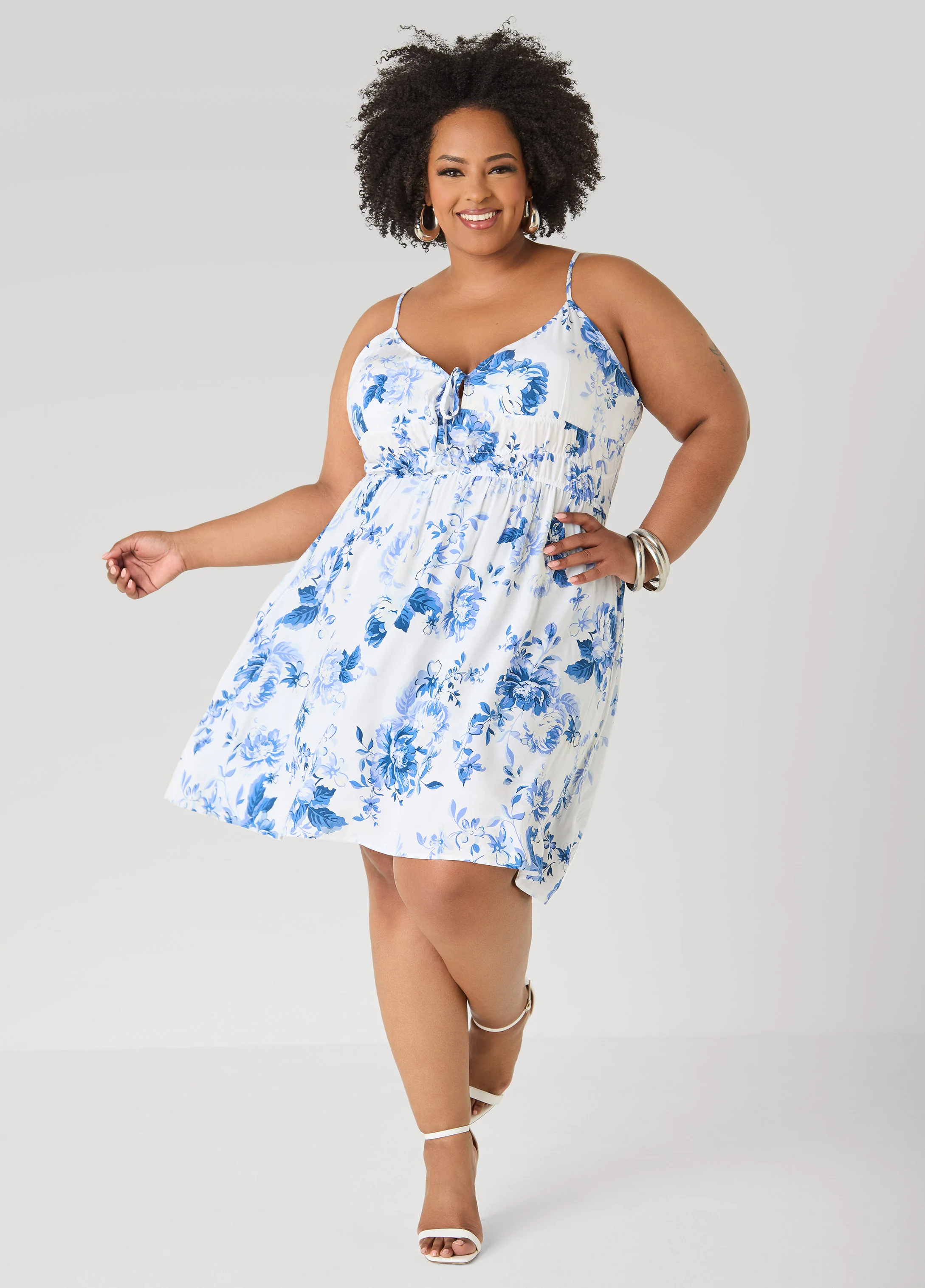 Tie Front Floral Print Dress - Image 8