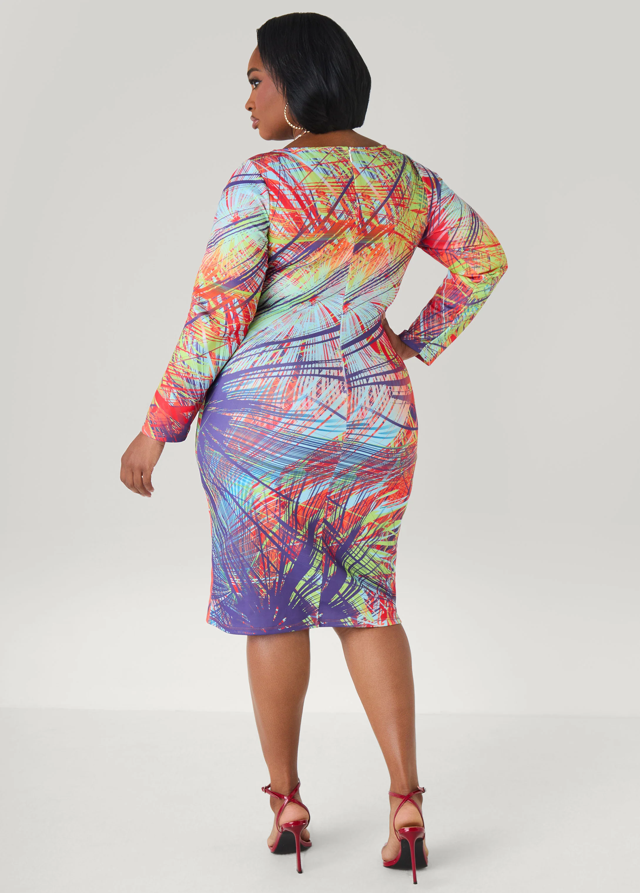 Abstract Print Bodycon Dress - Image 2