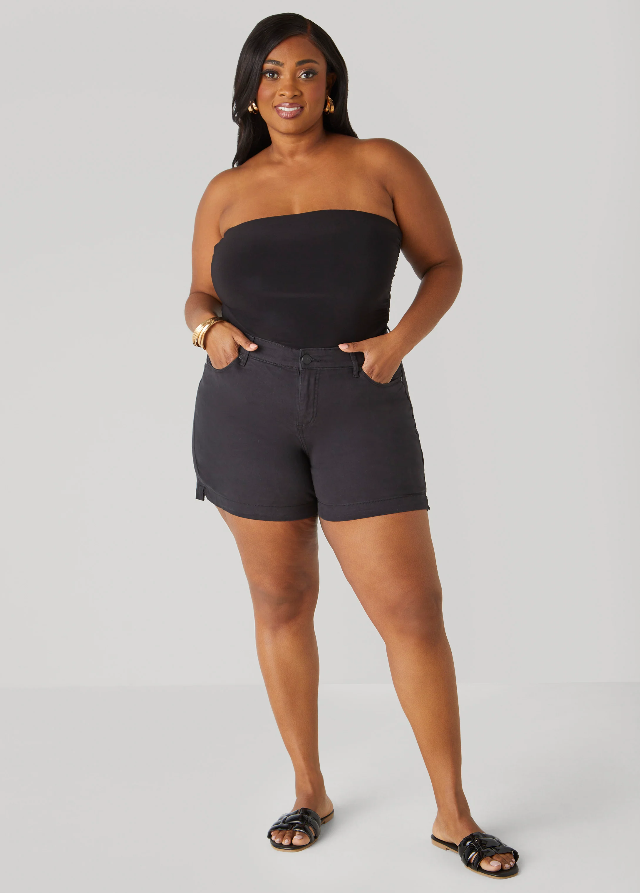 Mid Rise Denim Shorts - Image 3