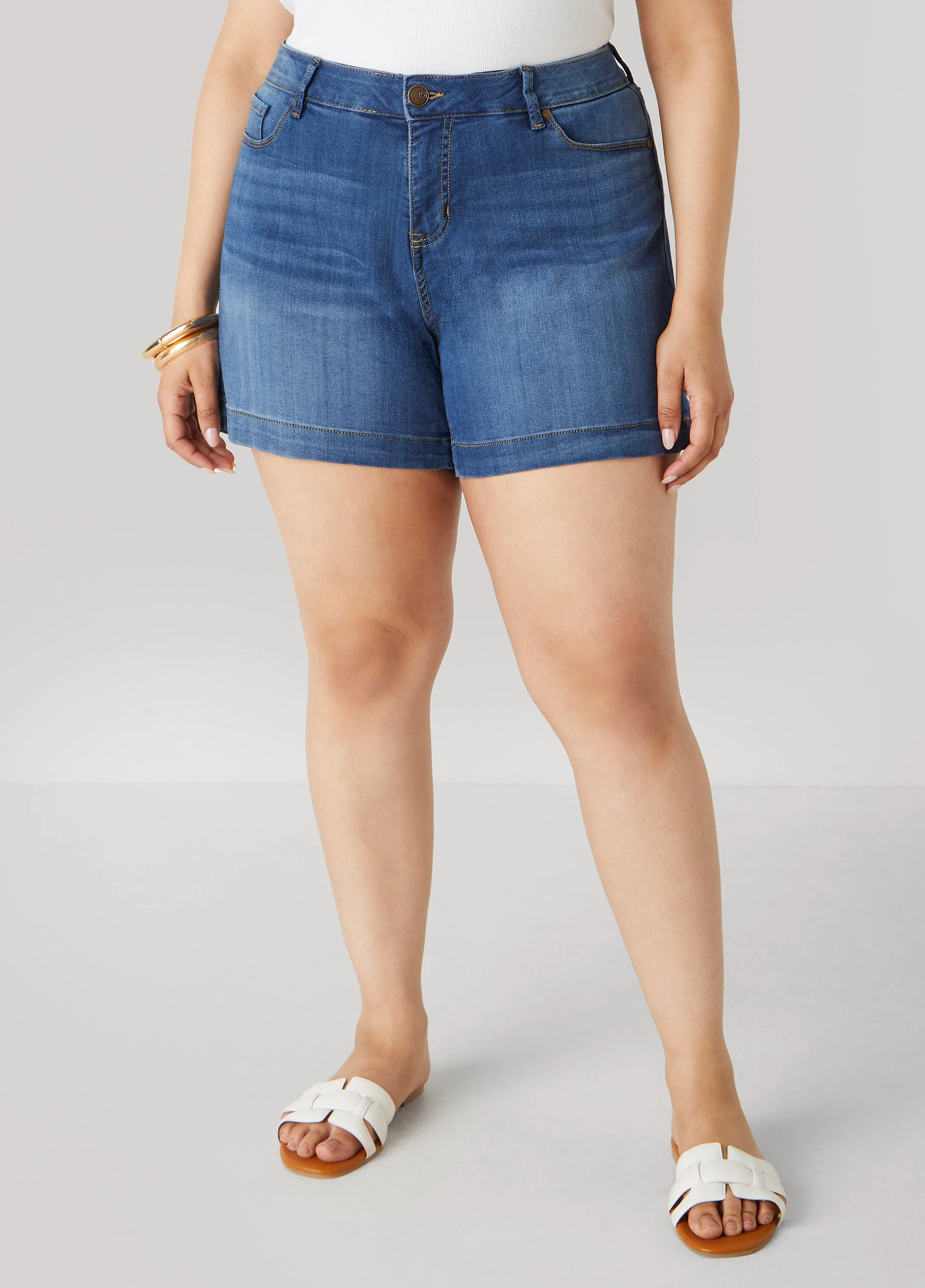 Mid Rise Denim Shorts - Image 7