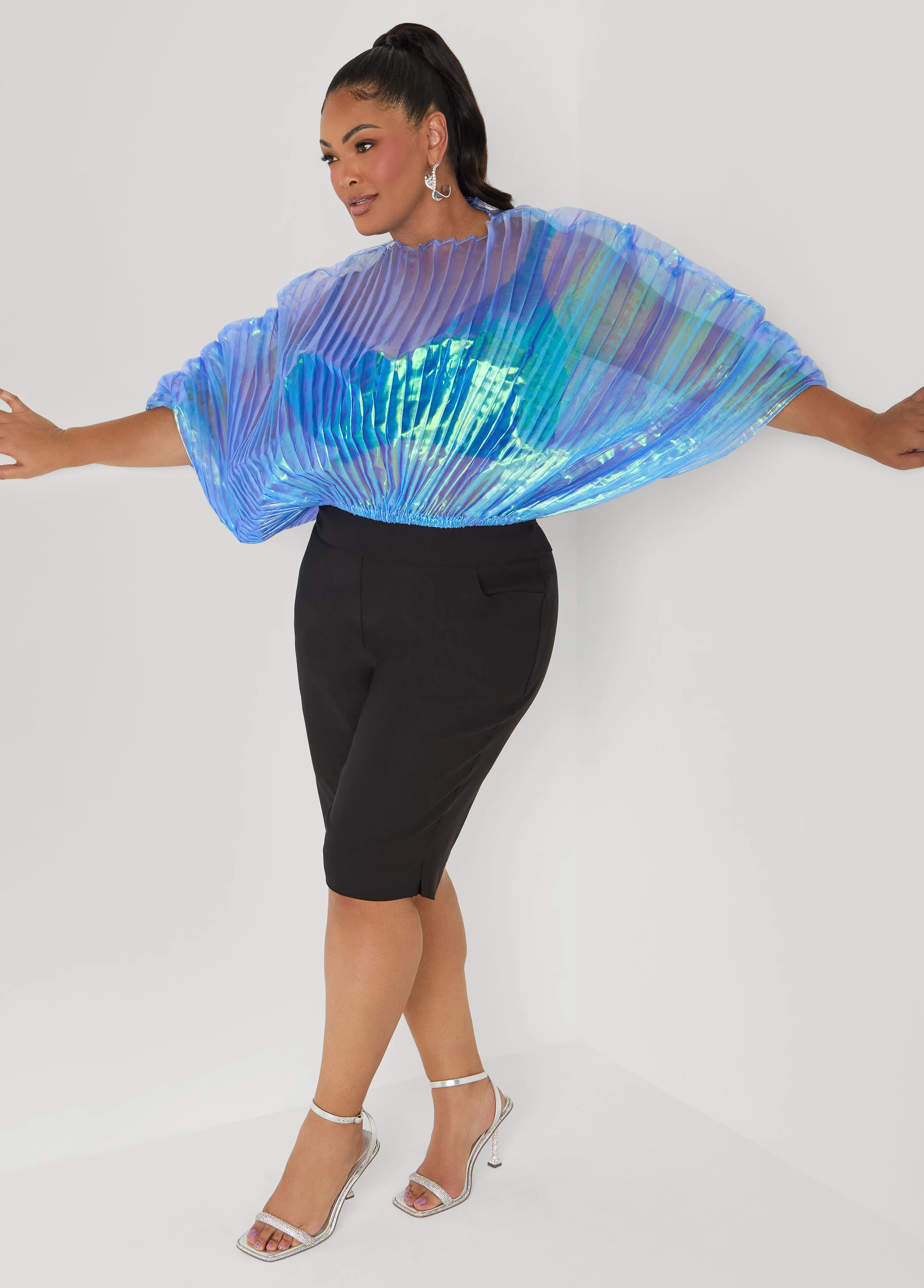 Iridescent Pleated Organza Top - Image 3