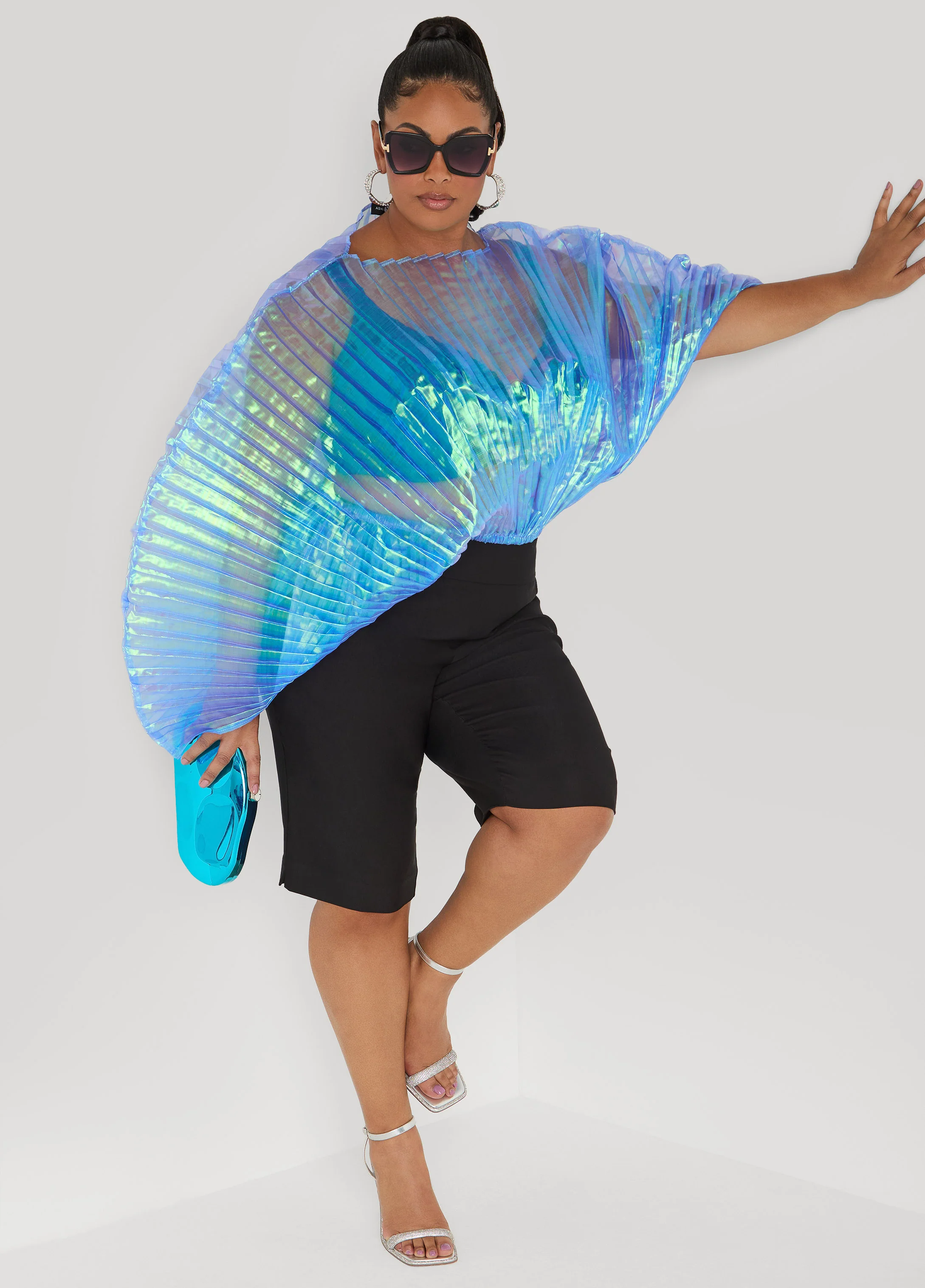 Iridescent Pleated Organza Top - Image 4