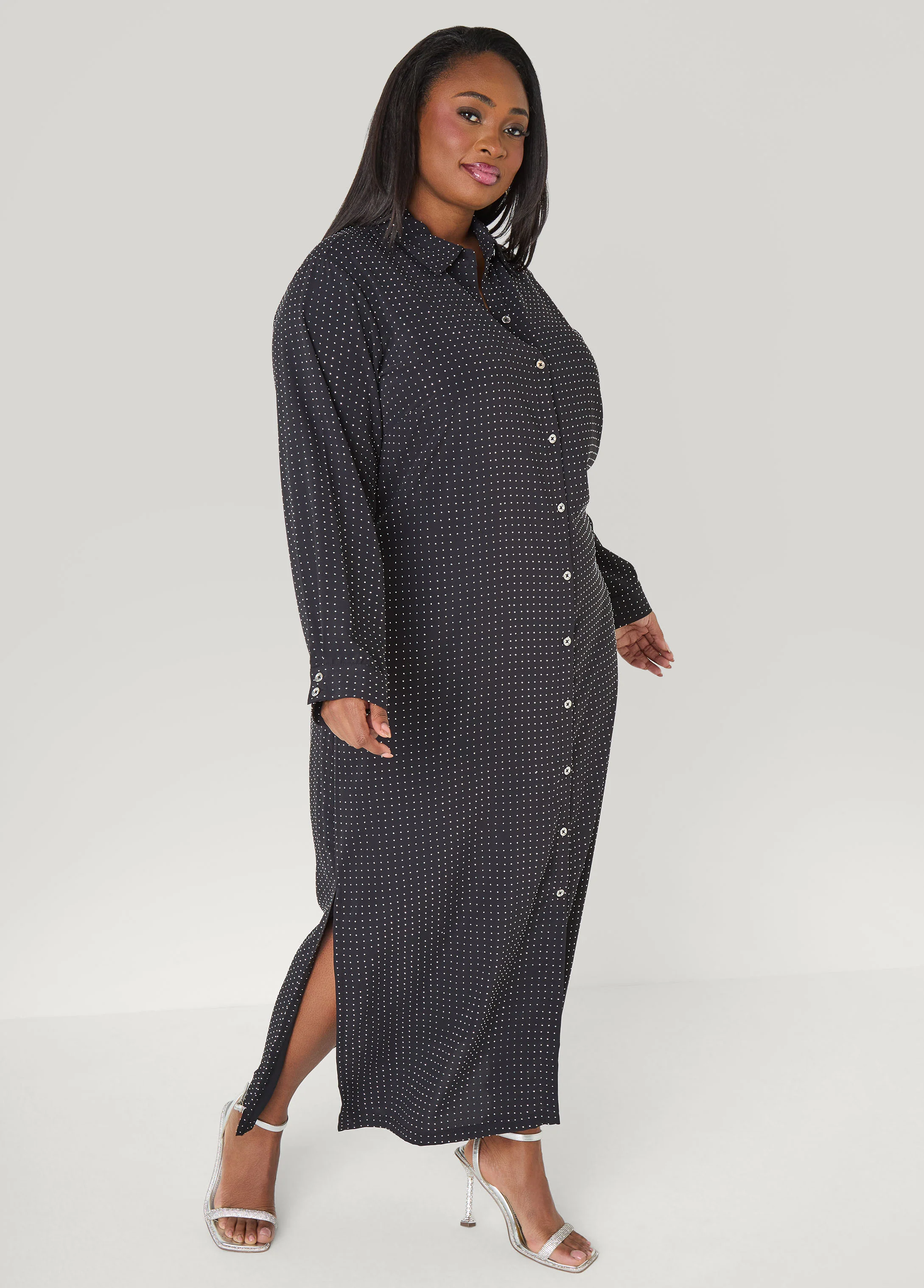 Studded Maxi Shirtdress - Image 3